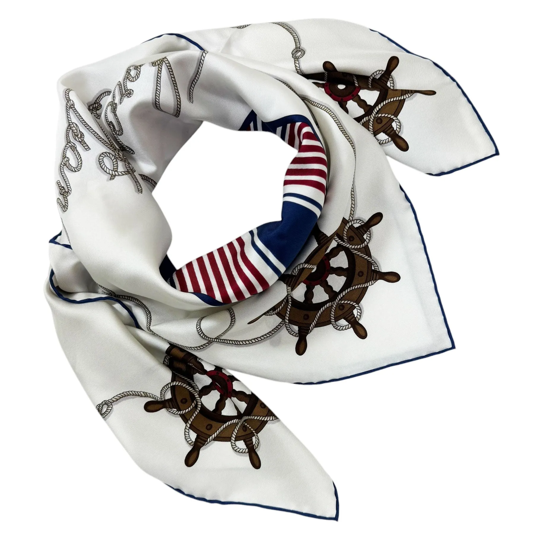 Loro Piana Scarf Nautical Sailor Design - Twill Silk Square Foulard