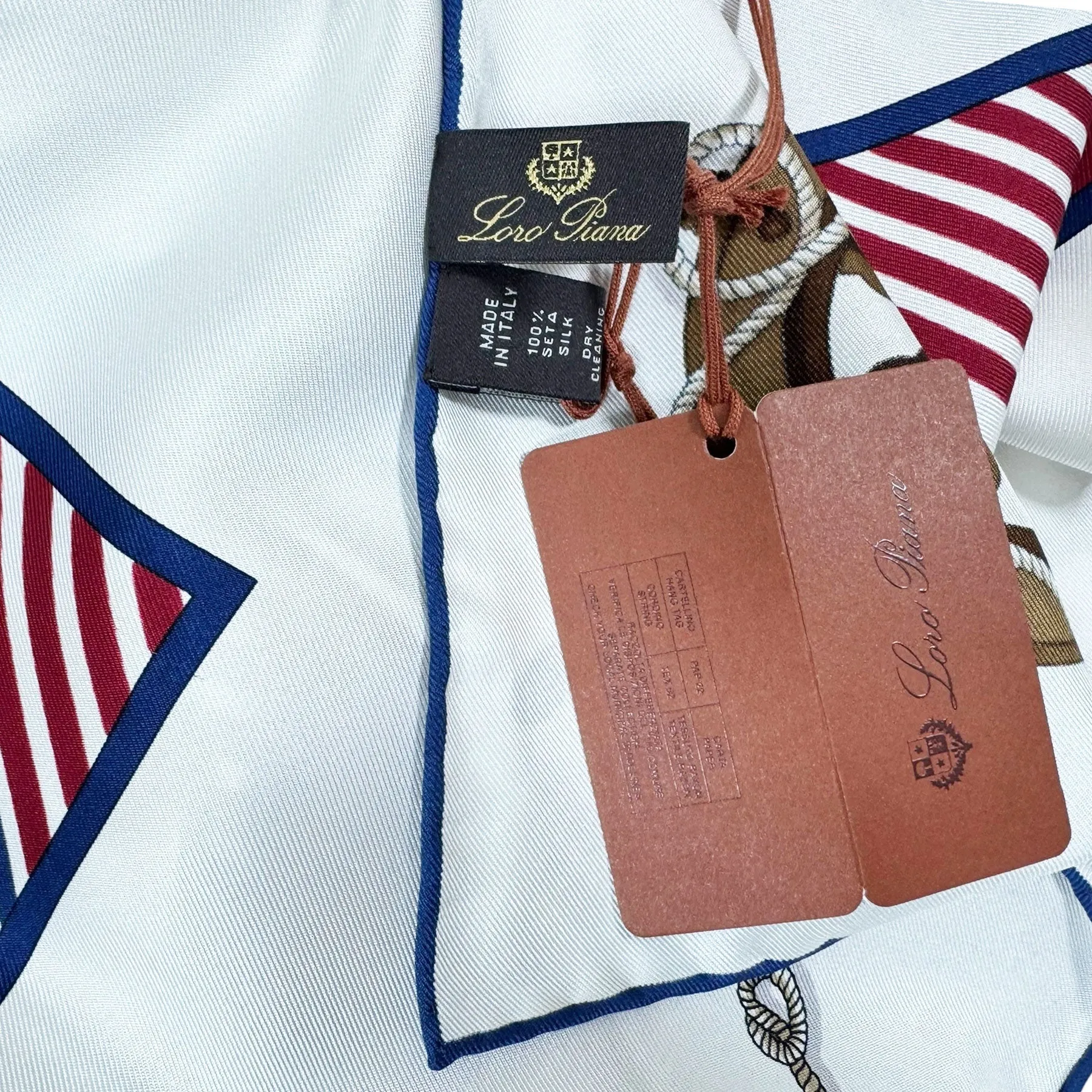 Loro Piana Scarf Nautical Sailor Design - Twill Silk Square Foulard