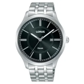 Lorus Men's Analog Watch with Date, Stainless Steel Bracelet & Black Dial RH947PX9
