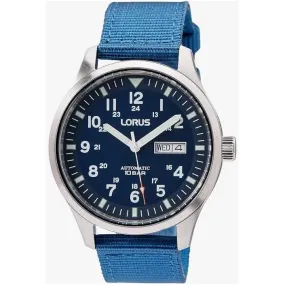 Lorus Men's Automatic Watch with Day/Date, Nylon Strap, Dark Blue Dial RL409BX9