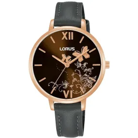 Lorus Women's Analogue Watch with Black Leather Strap RG202TX9