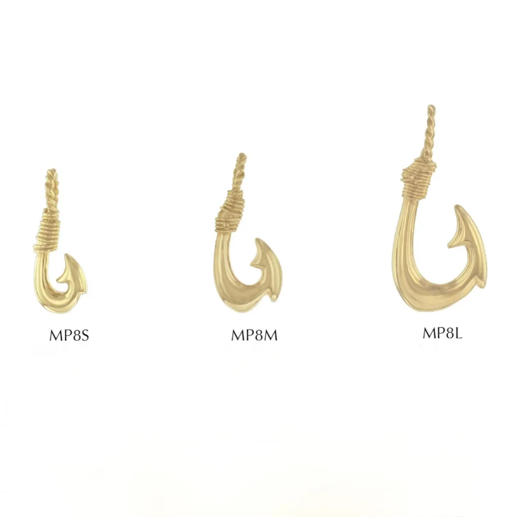 Makau (Hawaiian Fish Hook) Pendant in 14K Yellow, White or Pink Gold [small, medium or large]