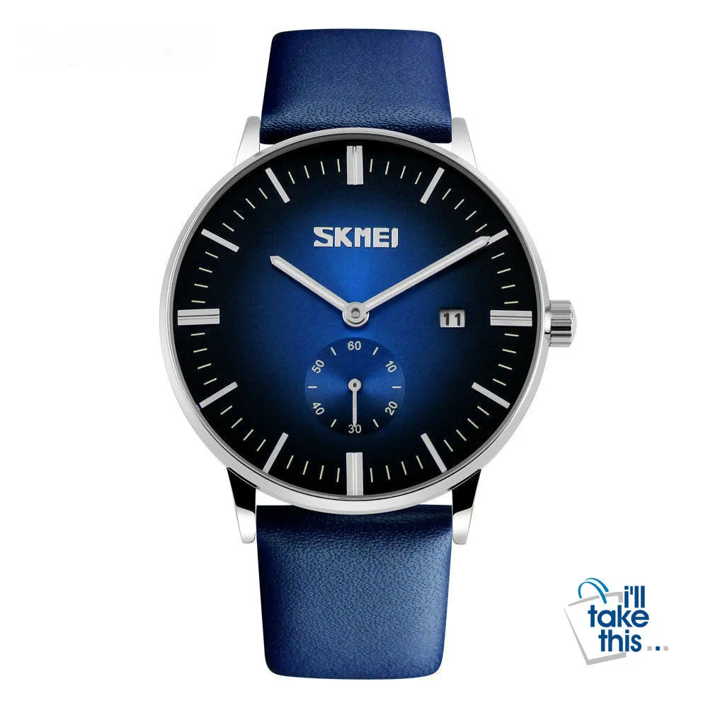 Male fashion Classic Luxury Watches quartz movement watch with Genuine leather band.