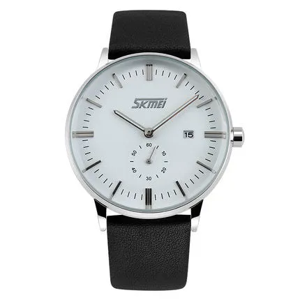 Male fashion Classic Luxury Watches quartz movement watch with Genuine leather band.