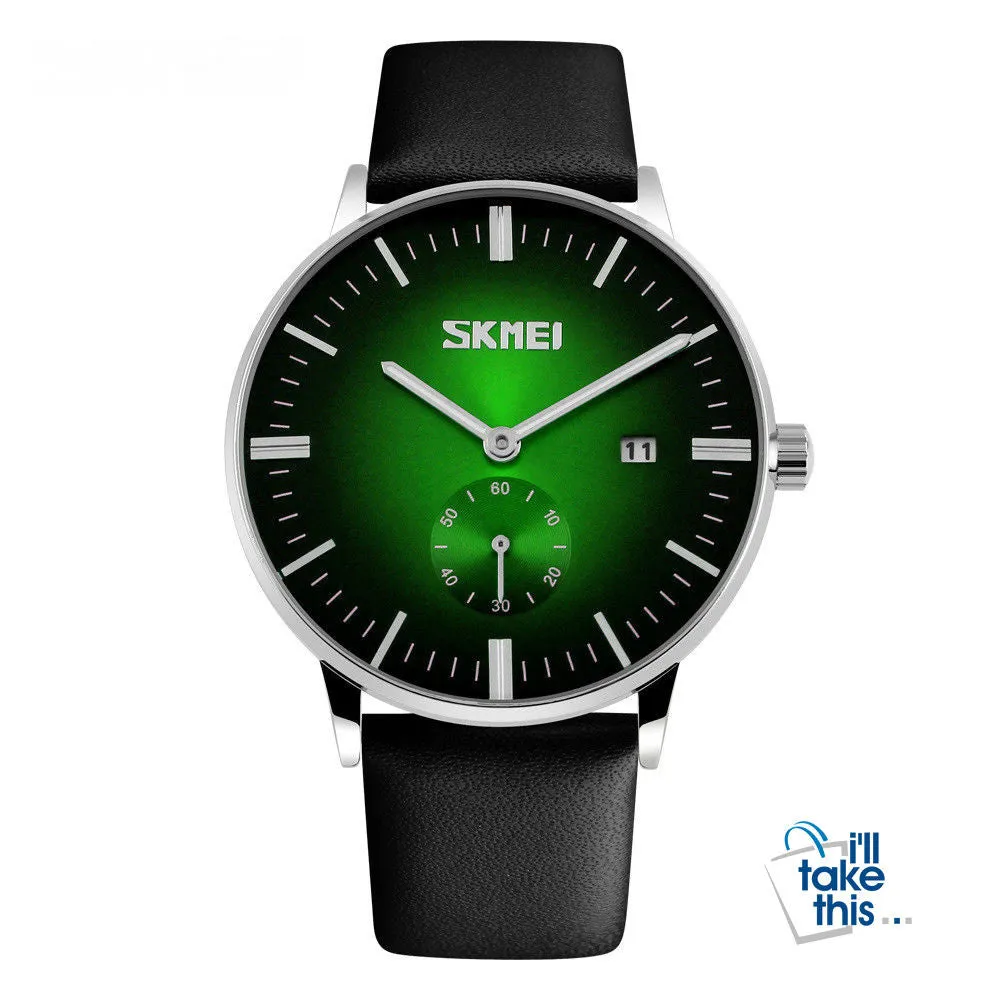 Male fashion Classic Luxury Watches quartz movement watch with Genuine leather band.