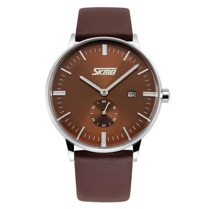 Male fashion Classic Luxury Watches quartz movement watch with Genuine leather band.