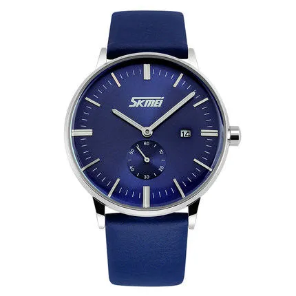 Male fashion Classic Luxury Watches quartz movement watch with Genuine leather band.
