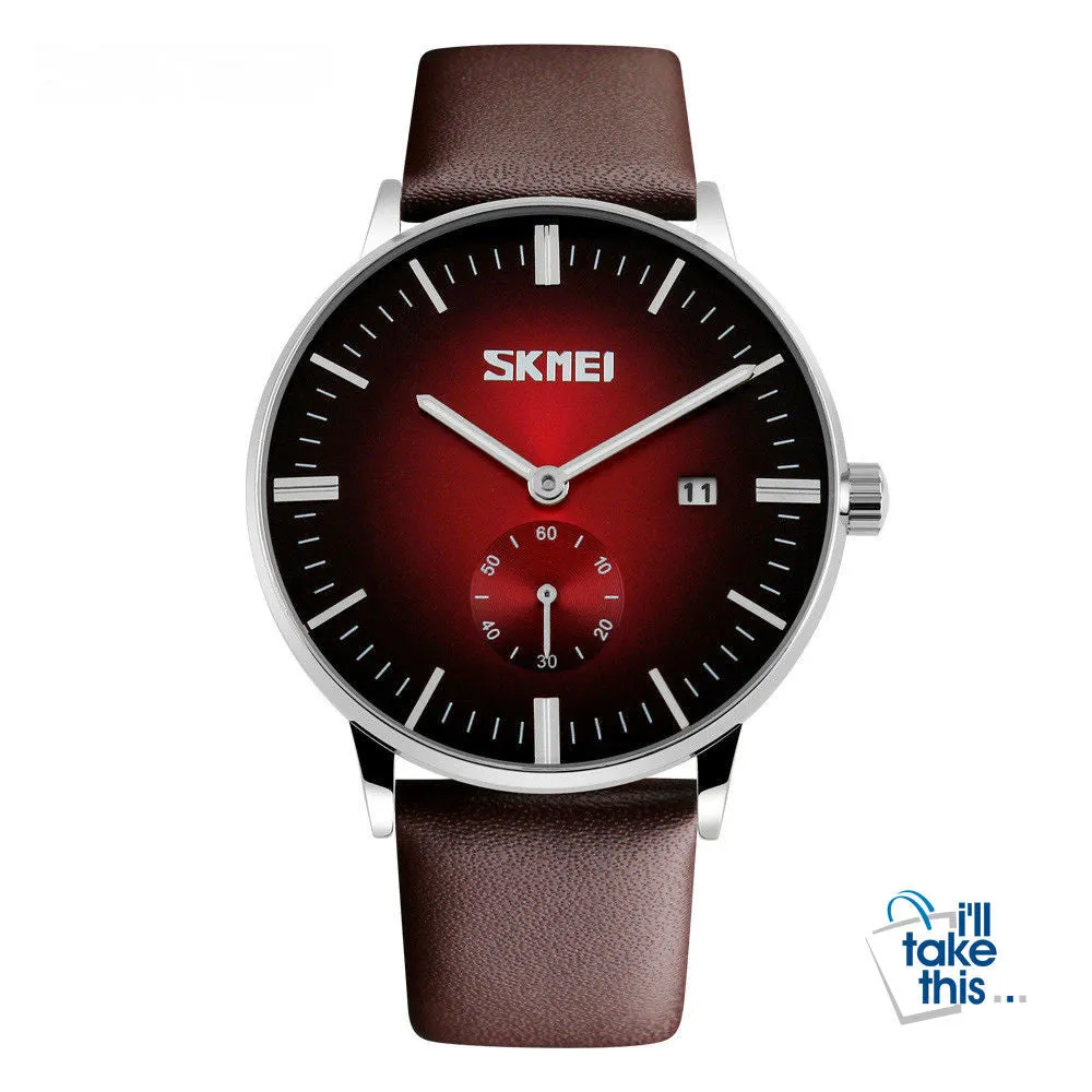 Male fashion Classic Luxury Watches quartz movement watch with Genuine leather band.