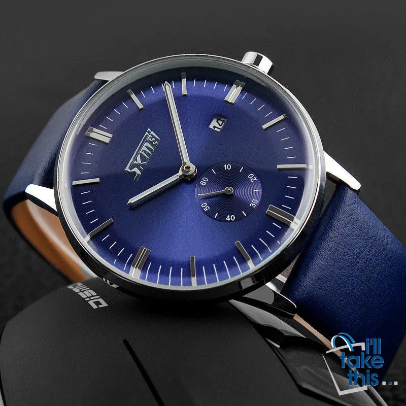 Male fashion Classic Luxury Watches quartz movement watch with Genuine leather band.