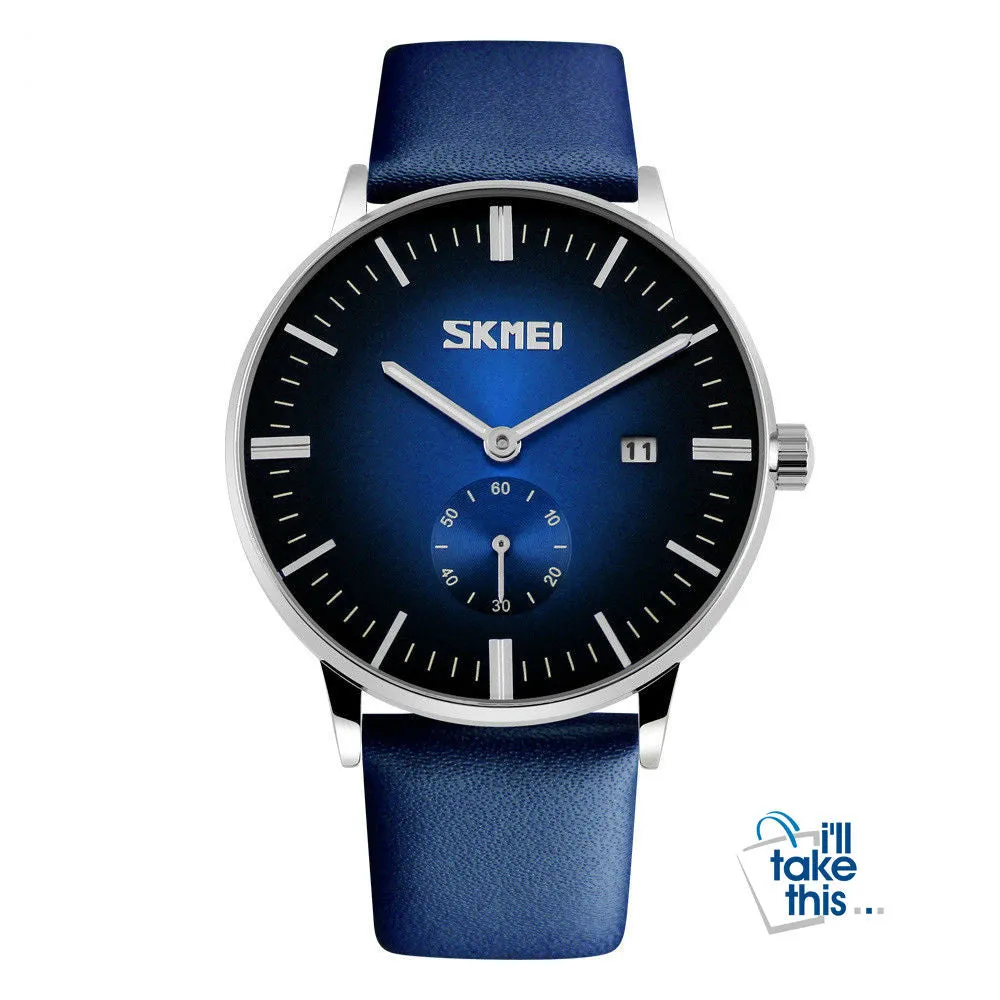 Male fashion Classic Luxury Watches quartz movement watch with Genuine leather band.