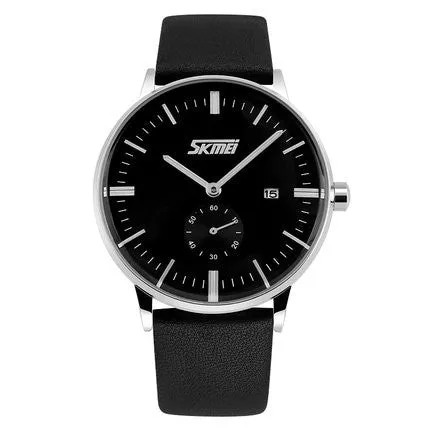Male fashion Classic Luxury Watches quartz movement watch with Genuine leather band.