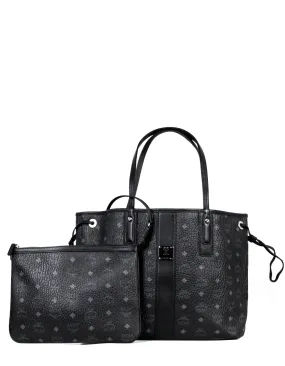 MCM Black Visetos Large Liz Reversible Shopper Tote Bag