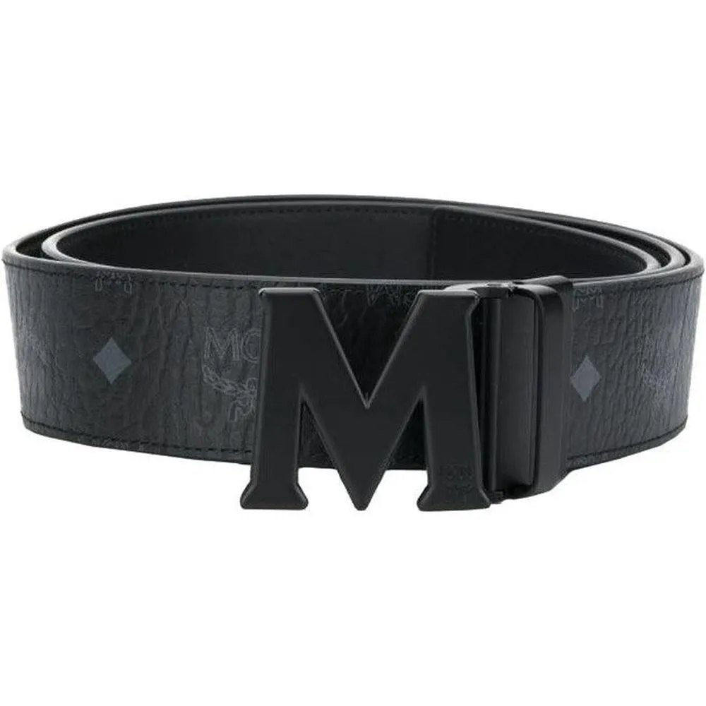 MCM Claus M Reversible Belt 1.75" in Visetos , Matte Black