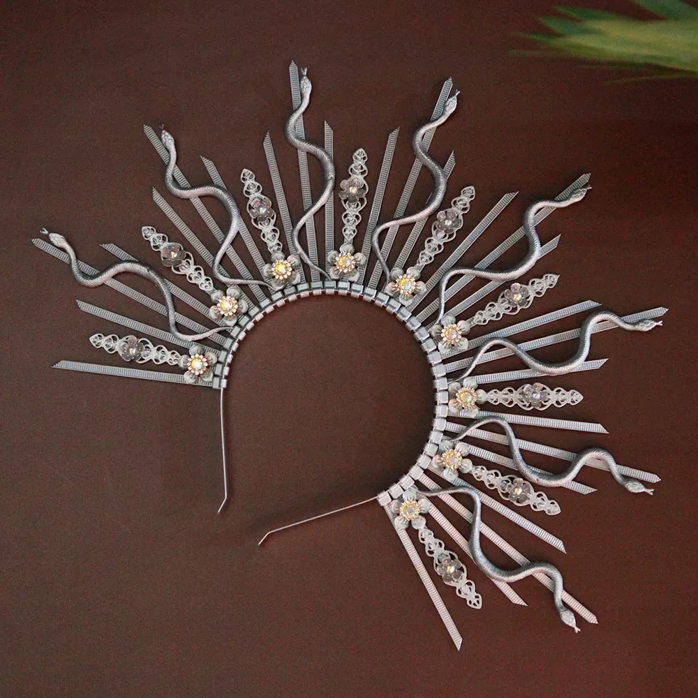 Medusa Crystal Snake Halo Crown Cosplay Hairband Goddess Hair Jewellery