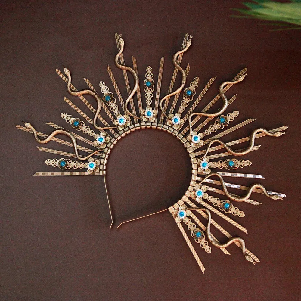 Medusa Crystal Snake Halo Crown Cosplay Hairband Goddess Hair Jewellery