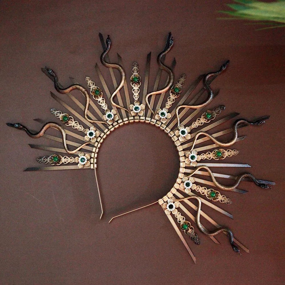 Medusa Crystal Snake Halo Crown Cosplay Hairband Goddess Hair Jewellery