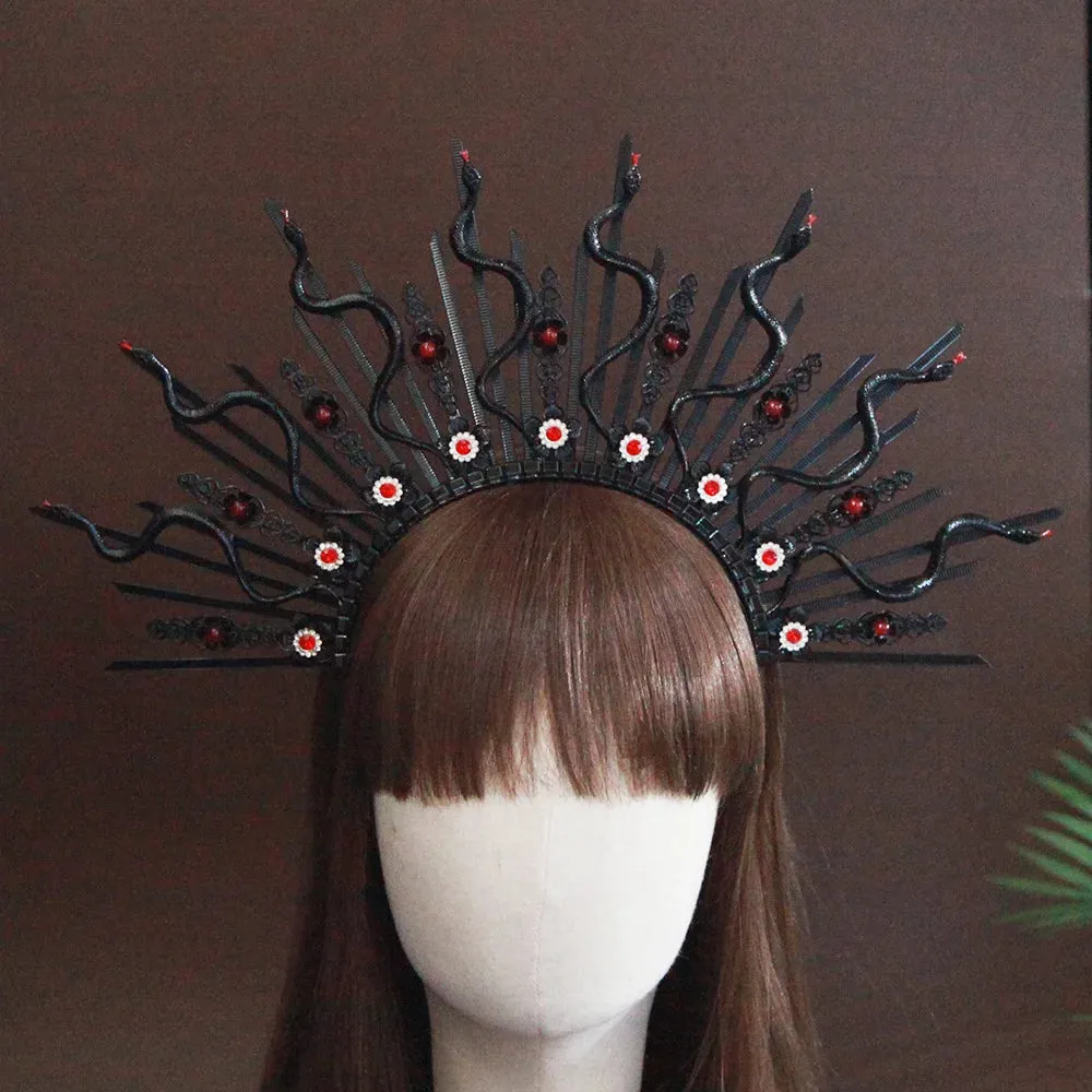 Medusa Crystal Snake Halo Crown Cosplay Hairband Goddess Hair Jewellery