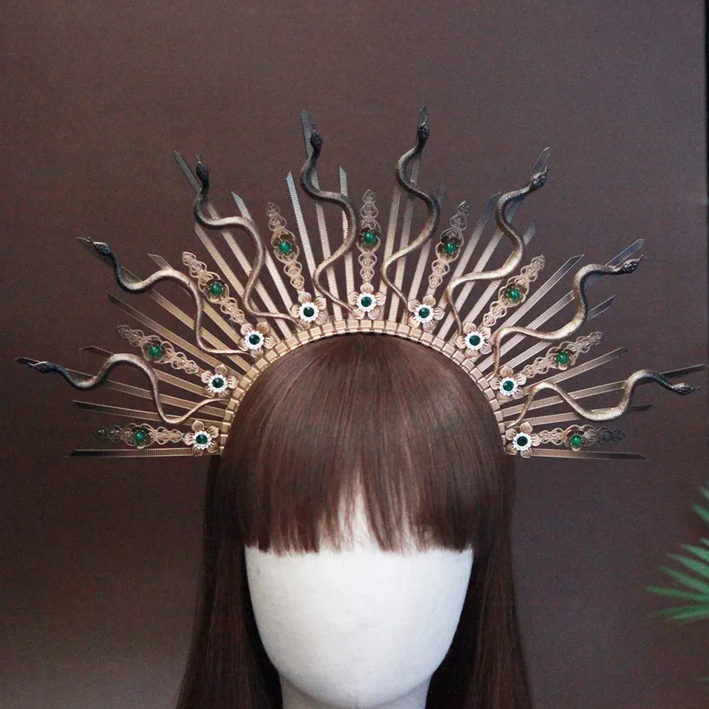Medusa Crystal Snake Halo Crown Cosplay Hairband Goddess Hair Jewellery