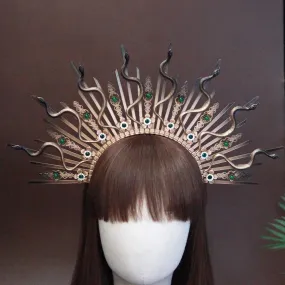Medusa Crystal Snake Halo Crown Cosplay Hairband Goddess Hair Jewellery