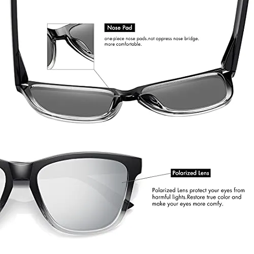 MEETSUN Polarized Sunglasses for Women Men Classic Retro UV Protection Silver Mirrored Lens