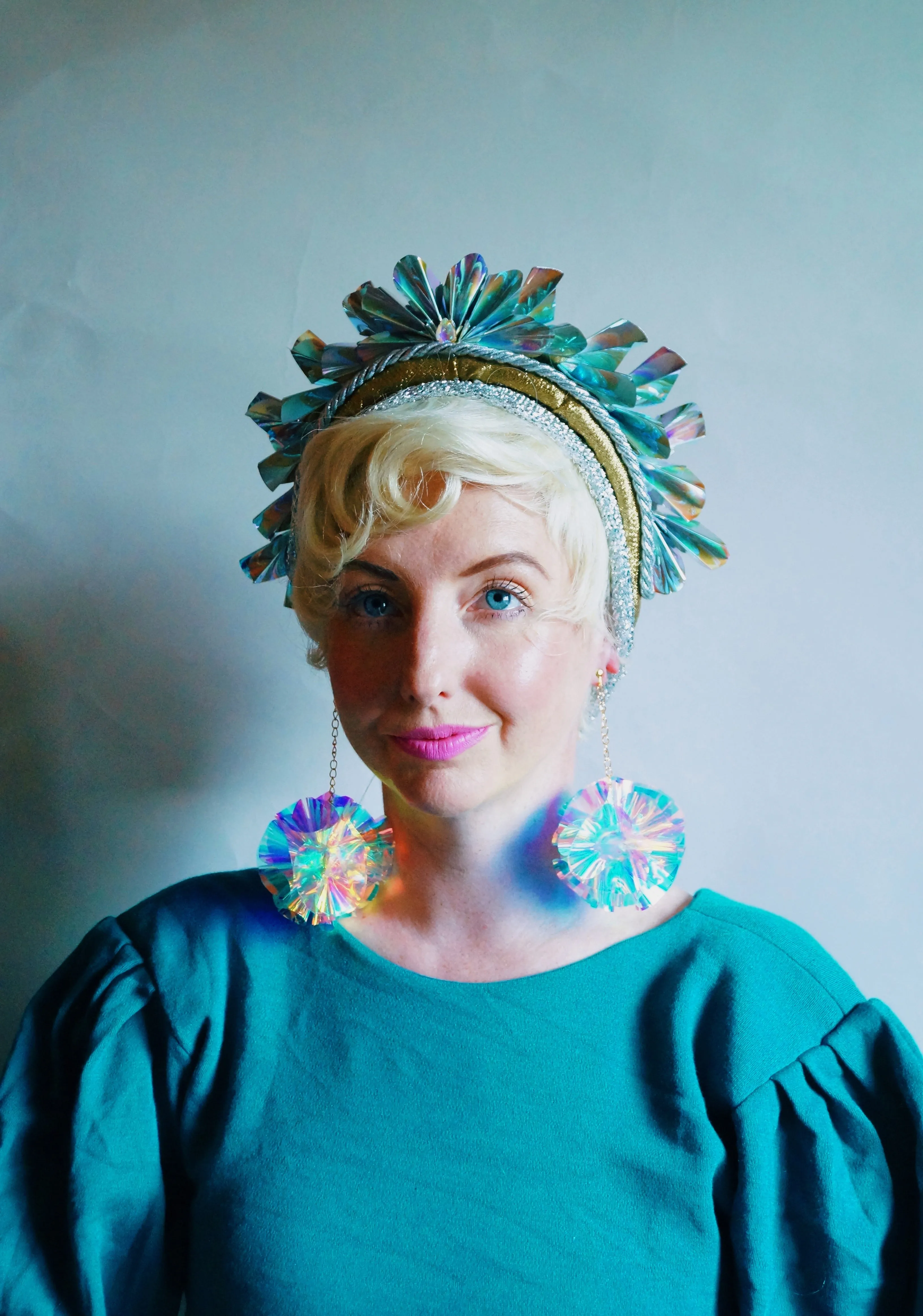 Metallic Origami Crown Silver holographic