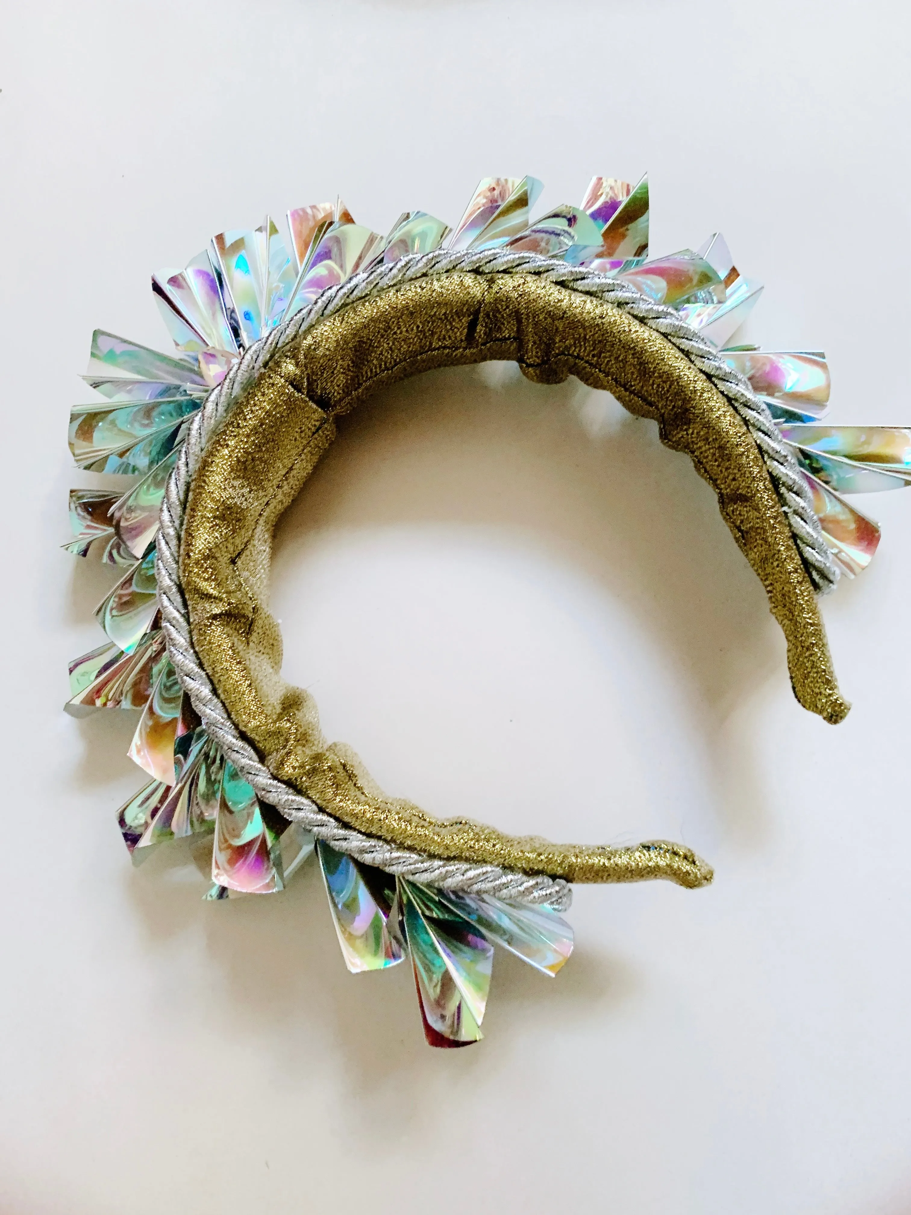 Metallic Origami Crown Silver holographic