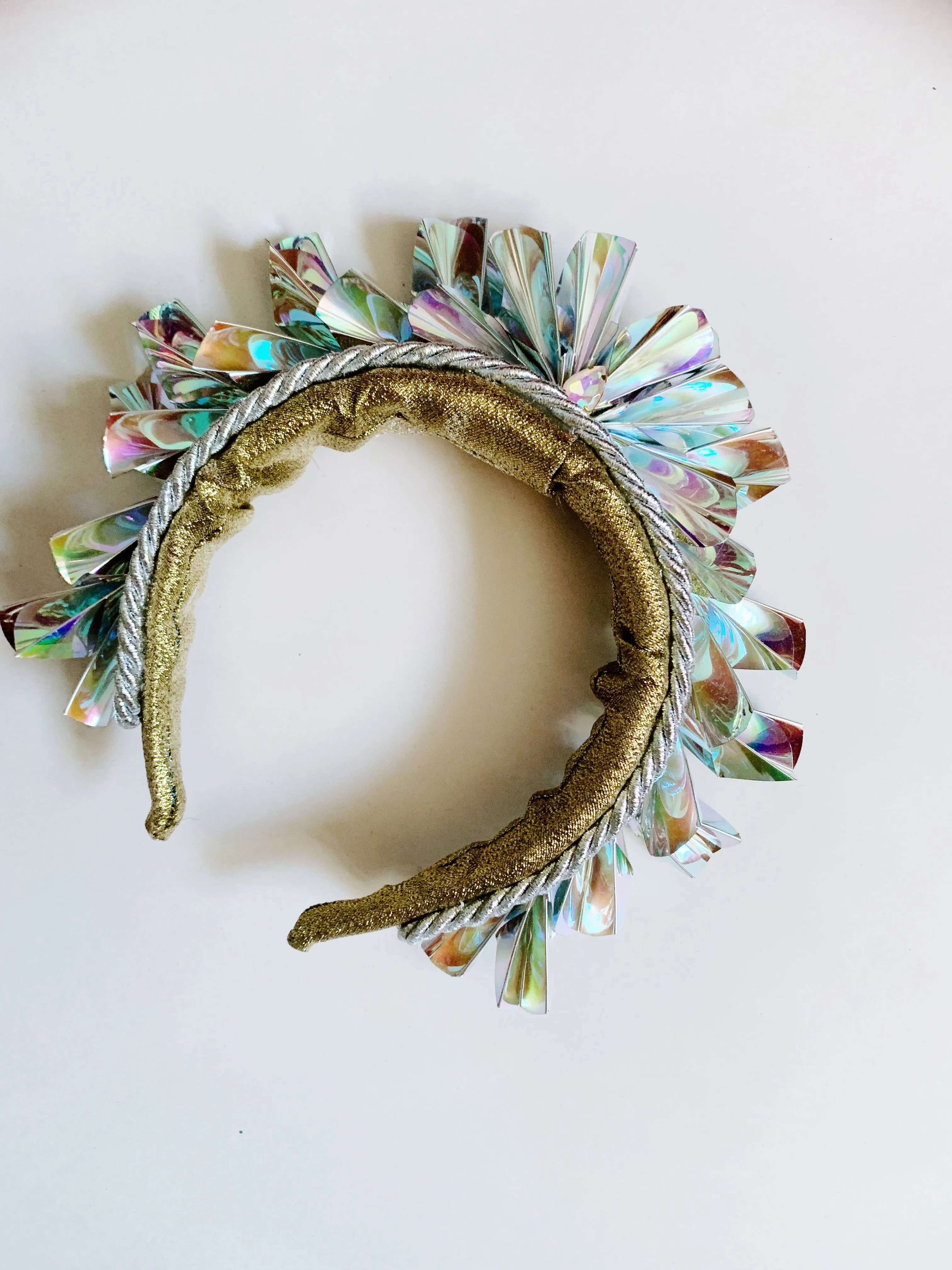 Metallic Origami Crown Silver holographic