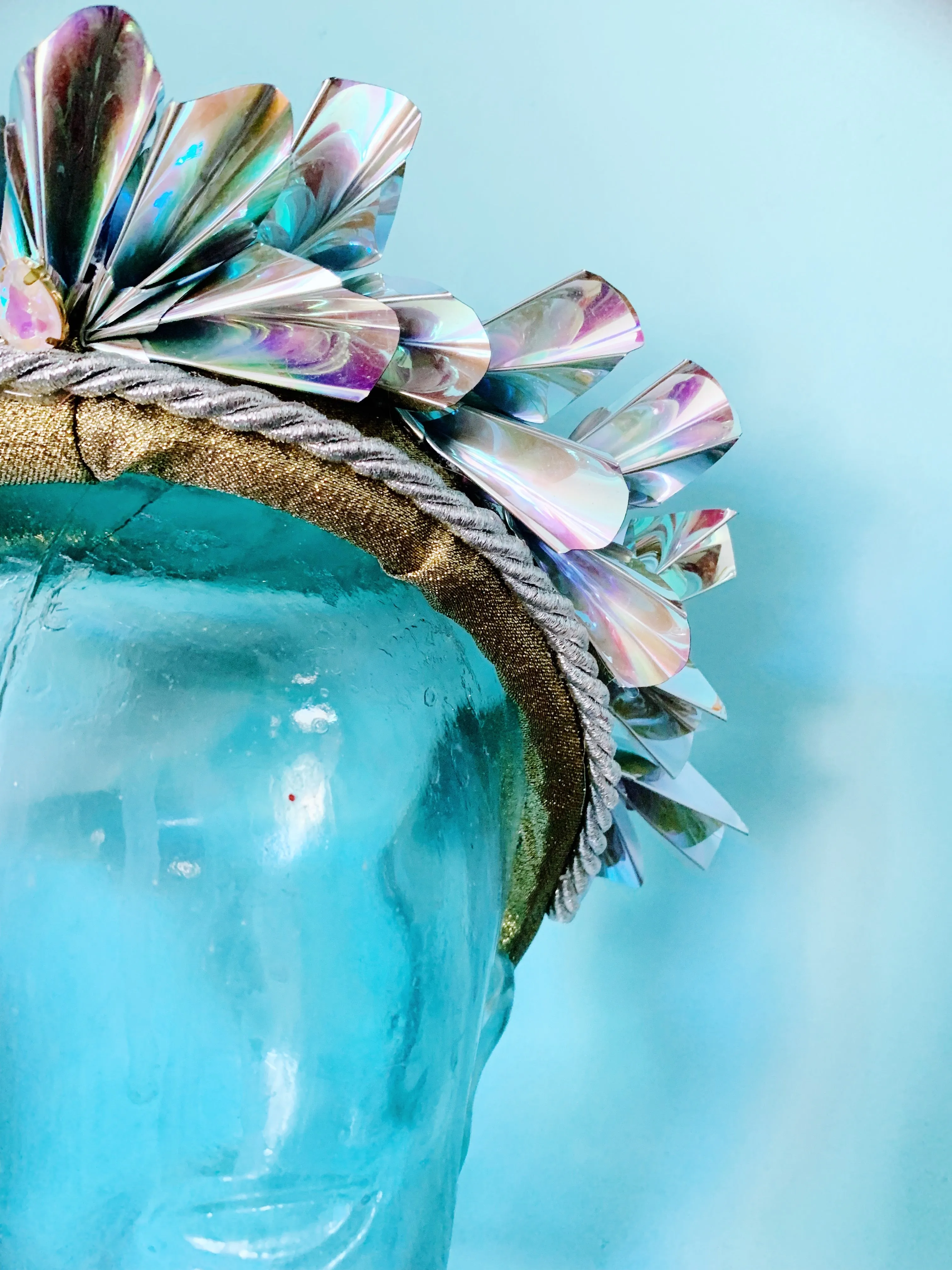 Metallic Origami Crown Silver holographic
