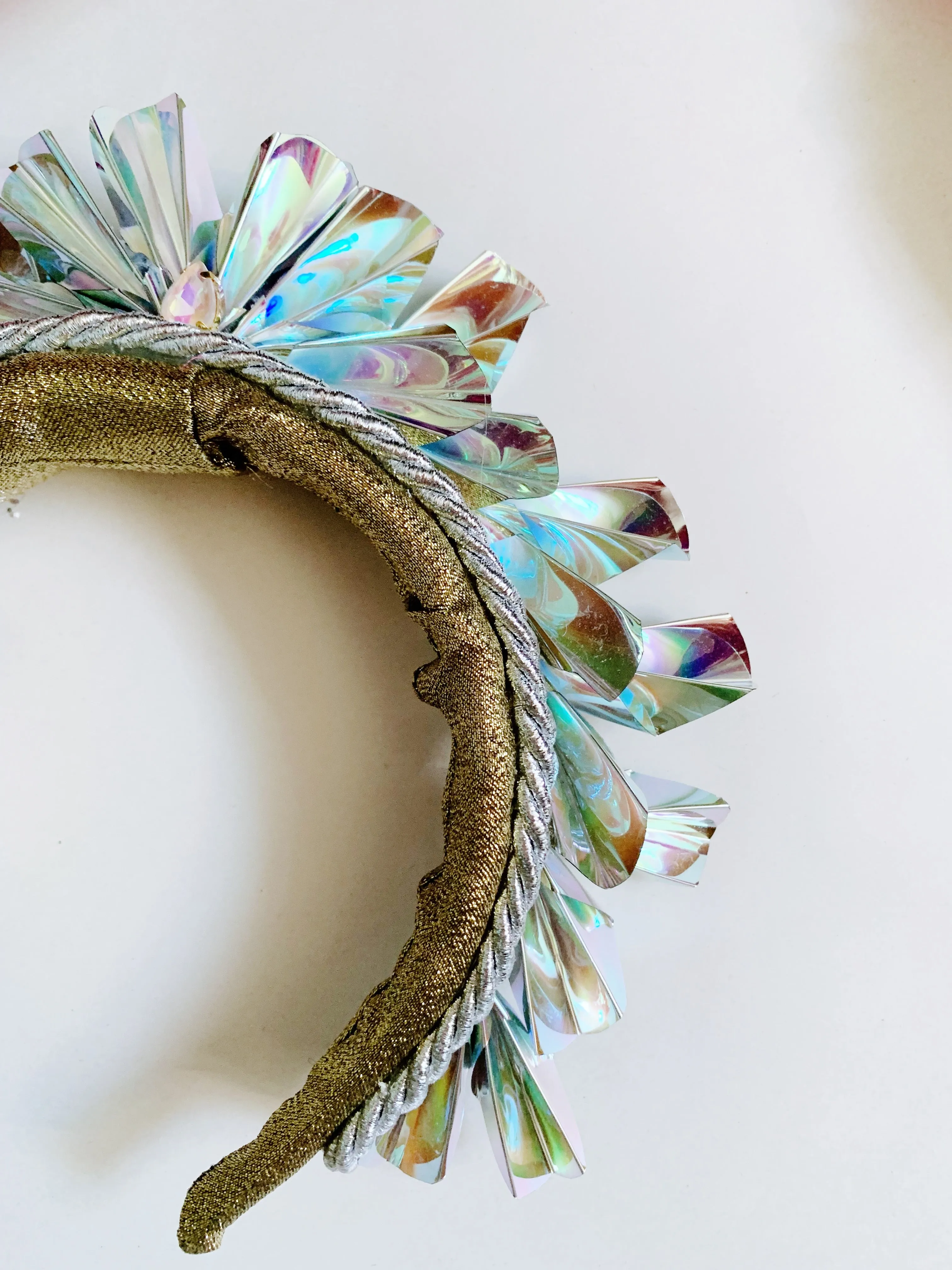 Metallic Origami Crown Silver holographic
