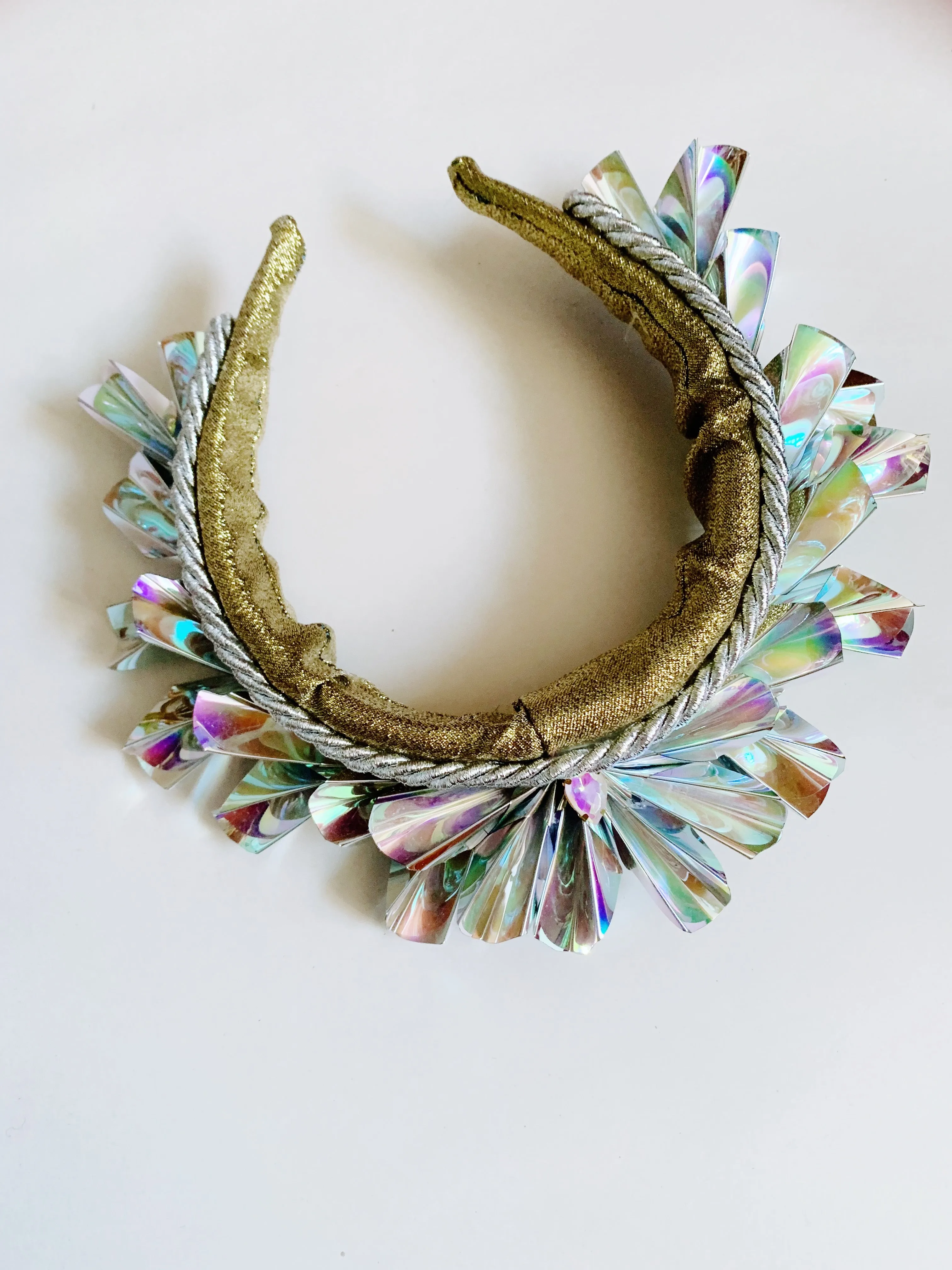 Metallic Origami Crown Silver holographic