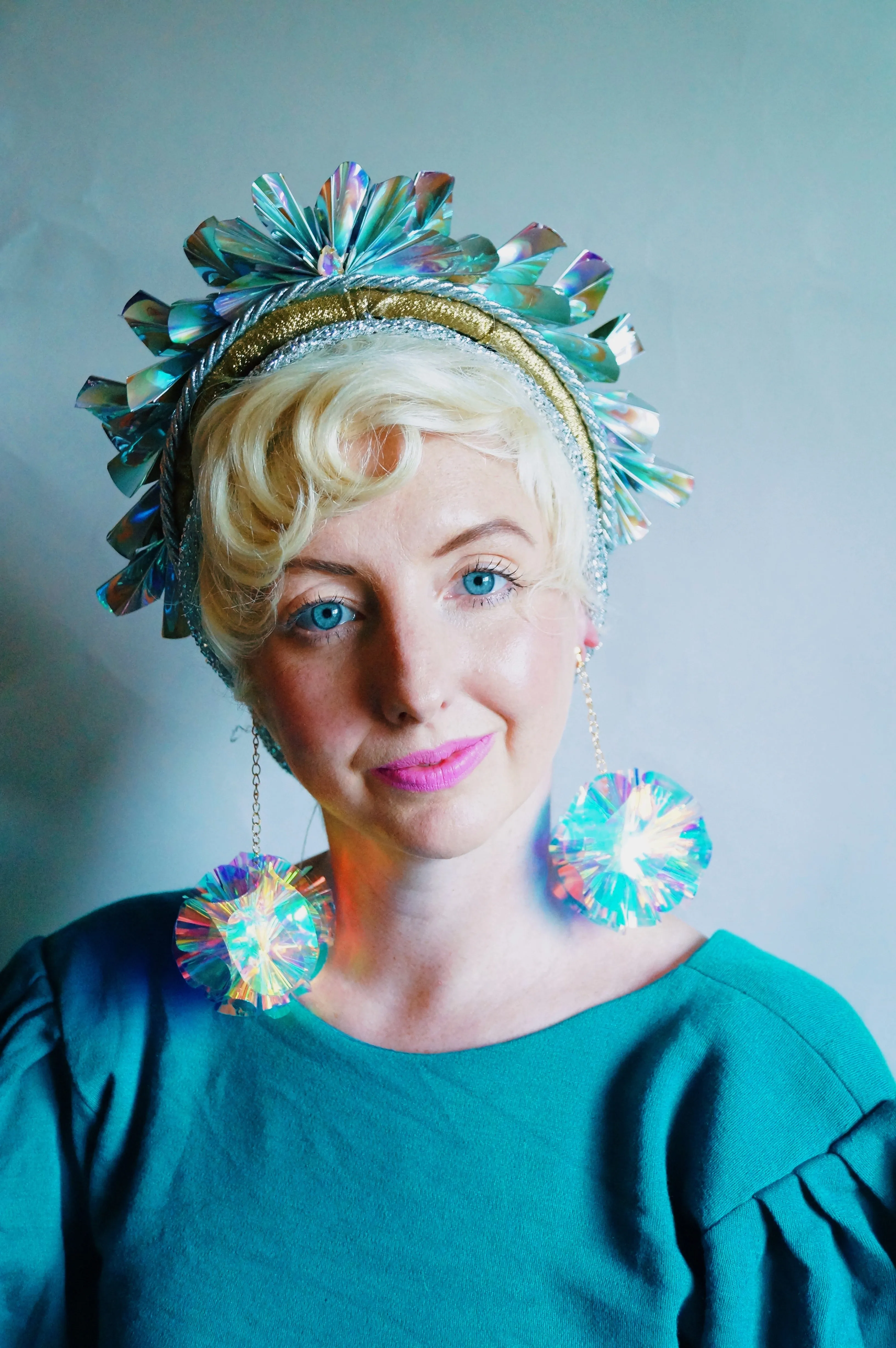 Metallic Origami Crown Silver holographic
