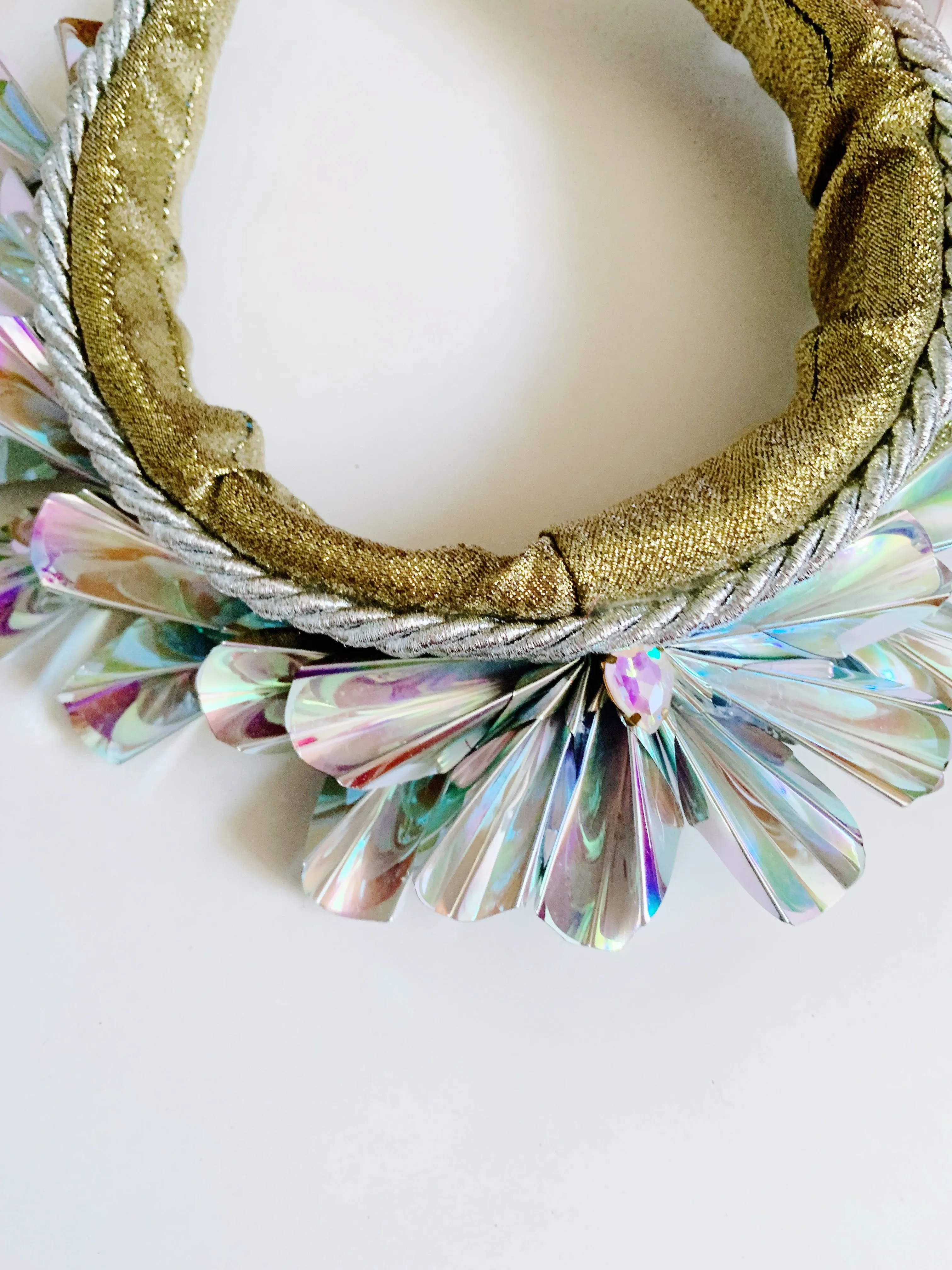 Metallic Origami Crown Silver holographic