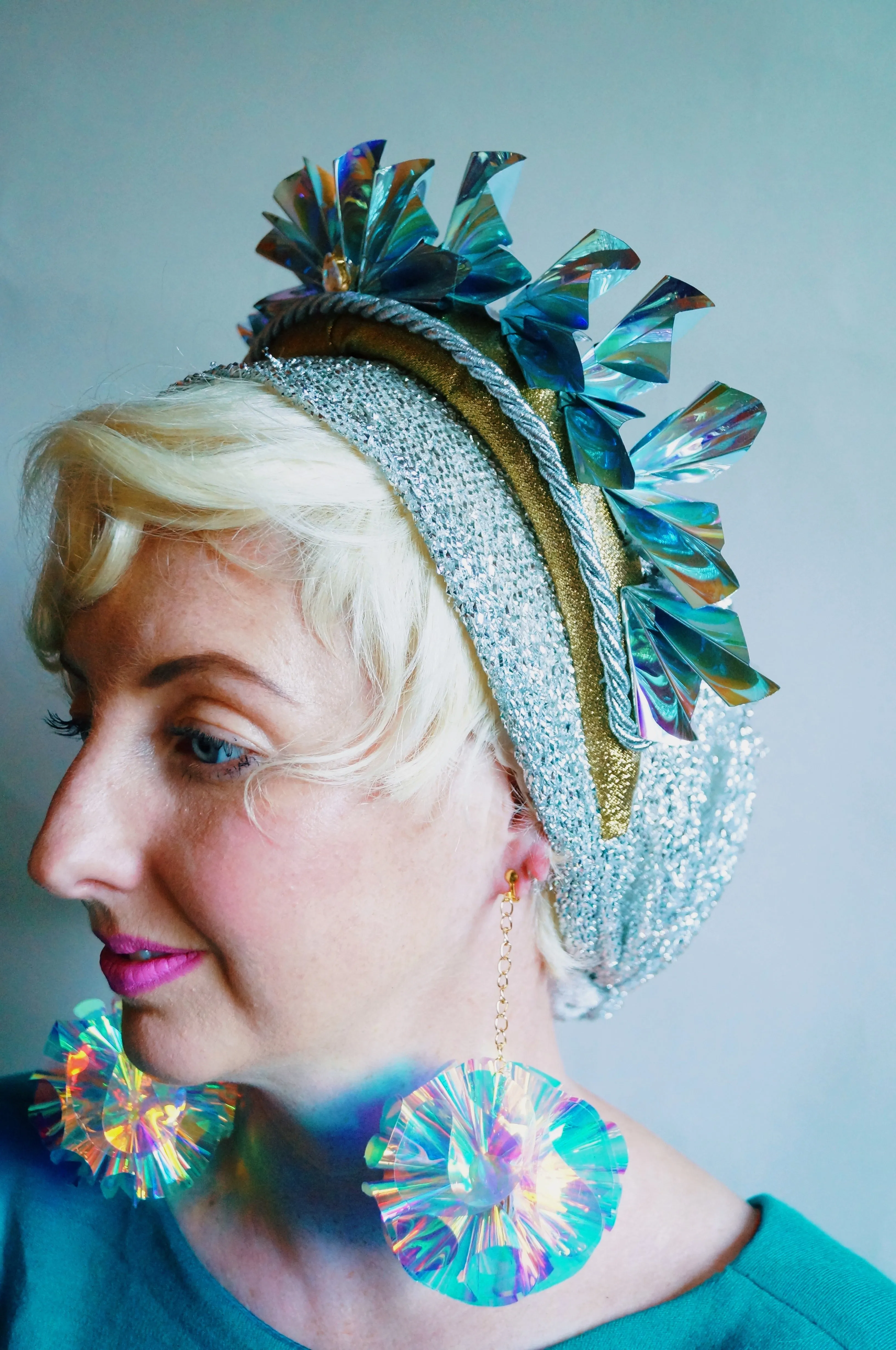 Metallic Origami Crown Silver holographic