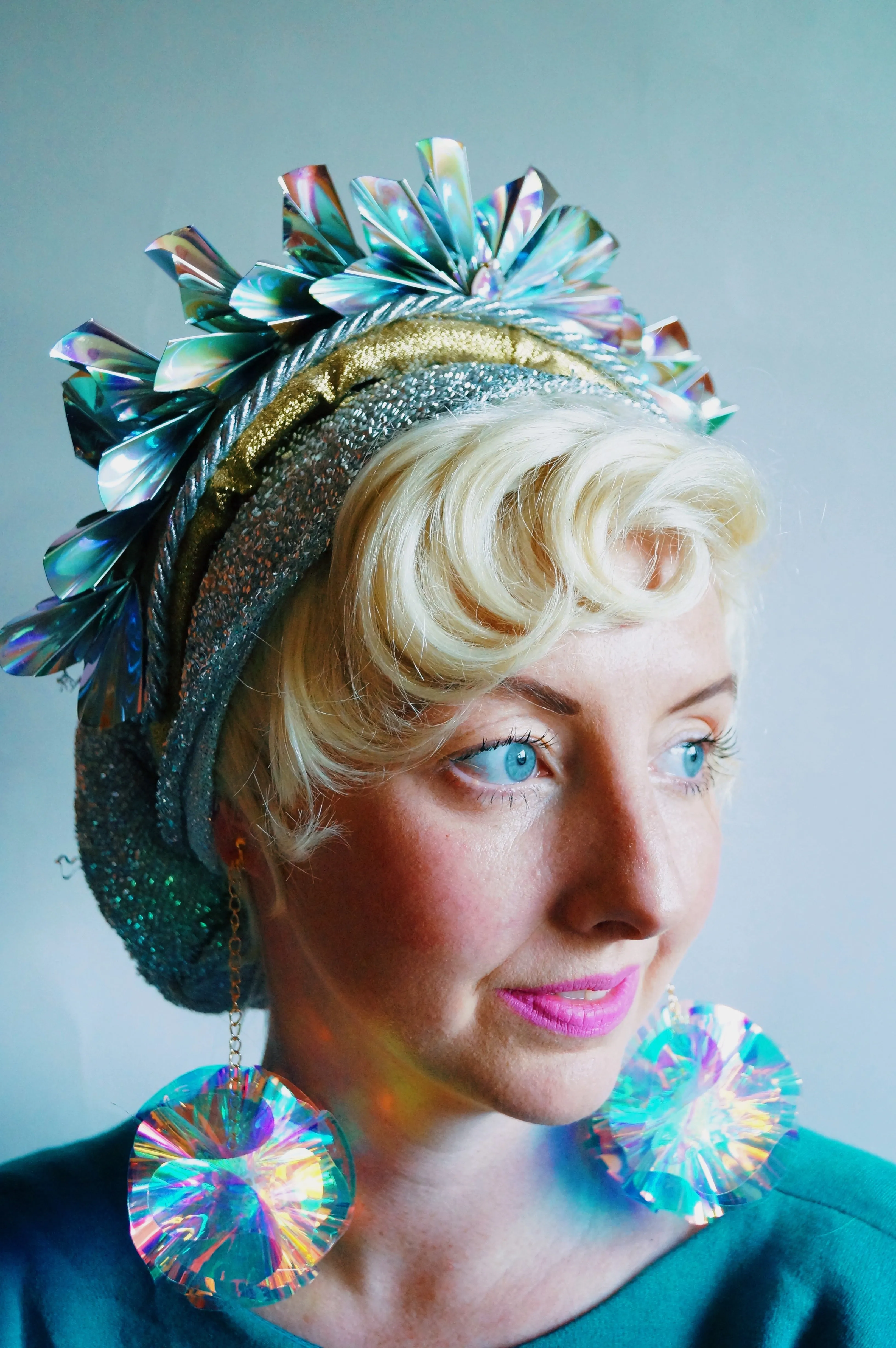 Metallic Origami Crown Silver holographic