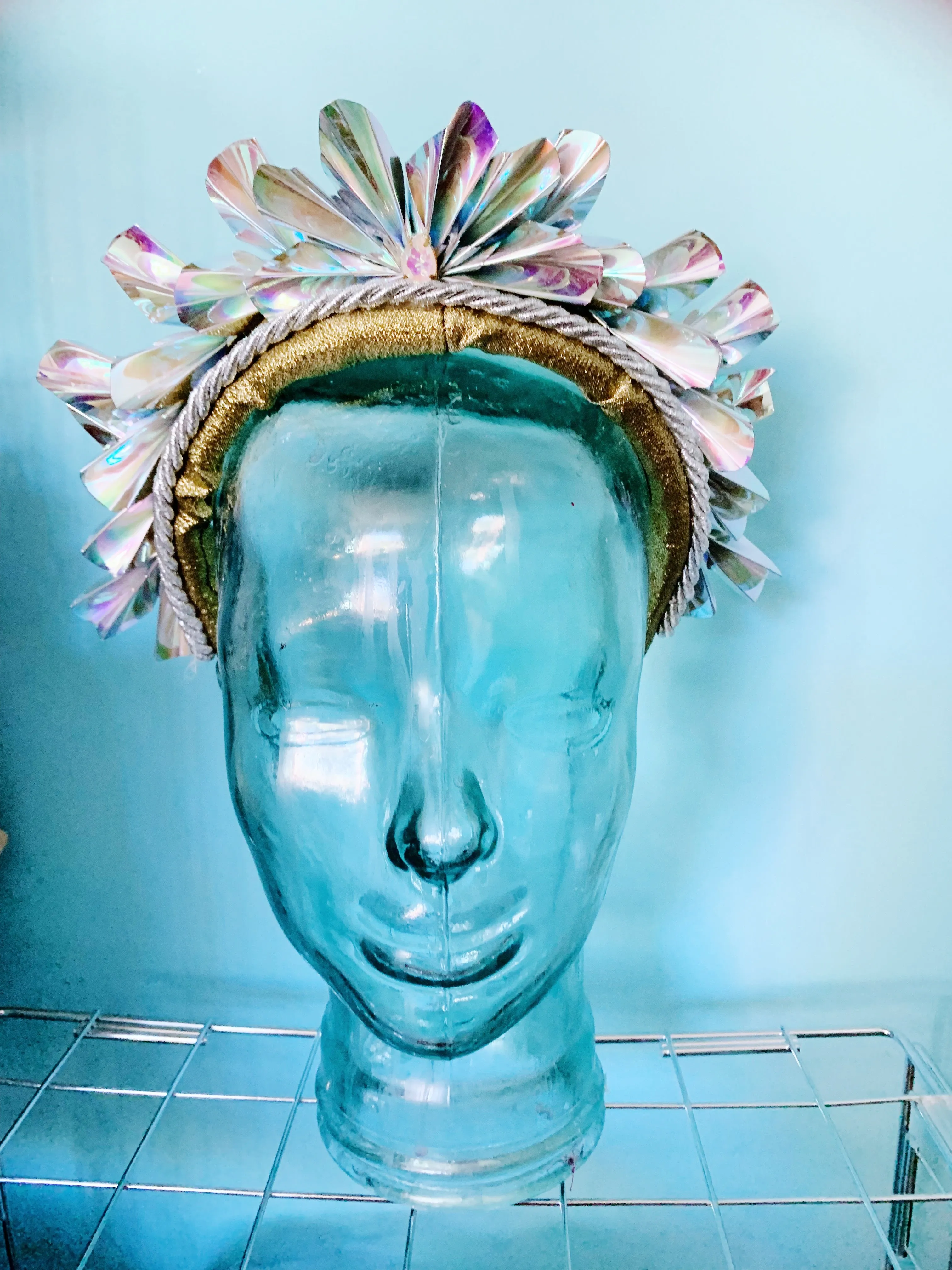 Metallic Origami Crown Silver holographic