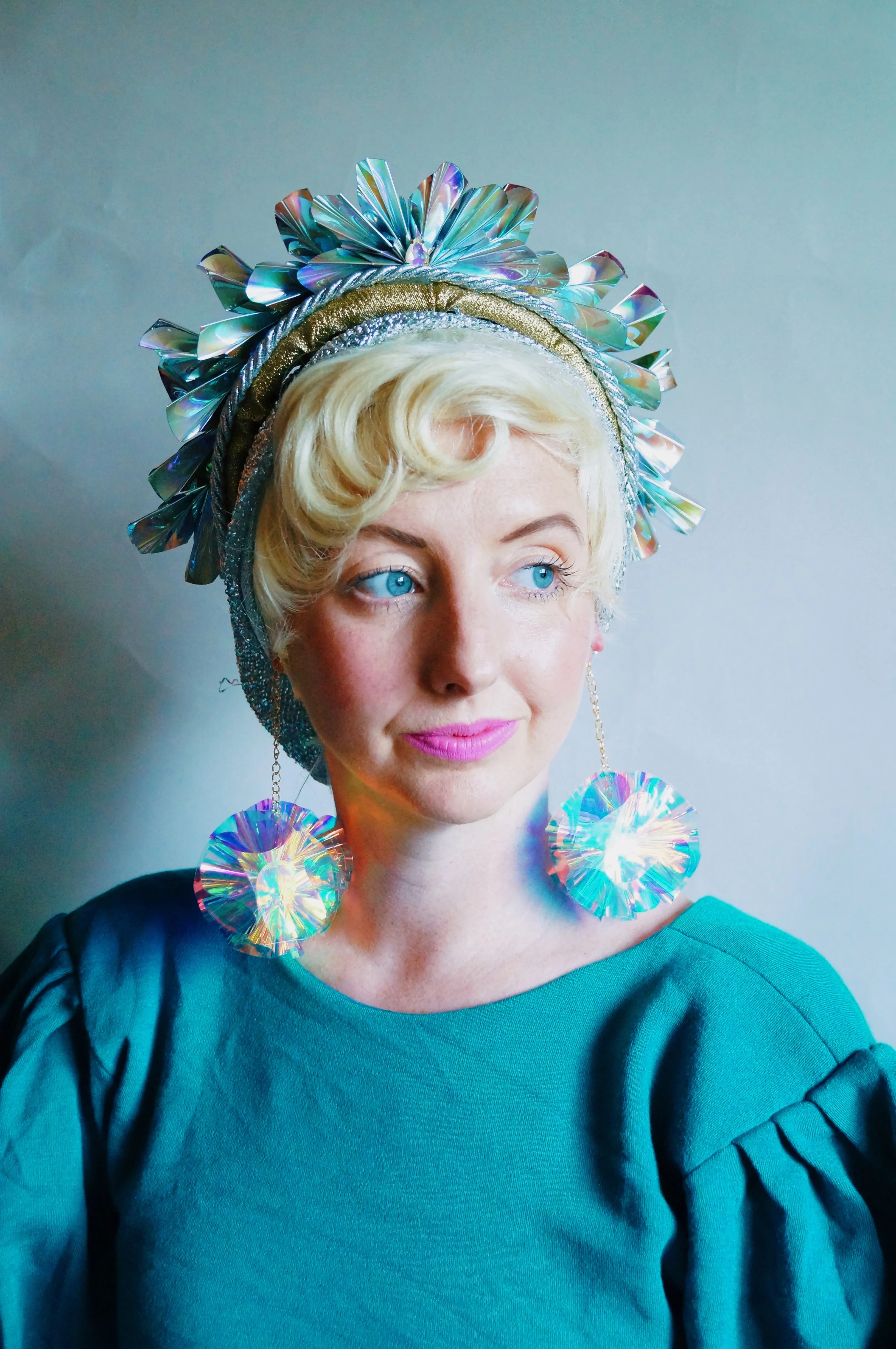 Metallic Origami Crown Silver holographic