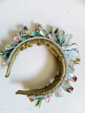 Metallic Origami Crown Silver holographic