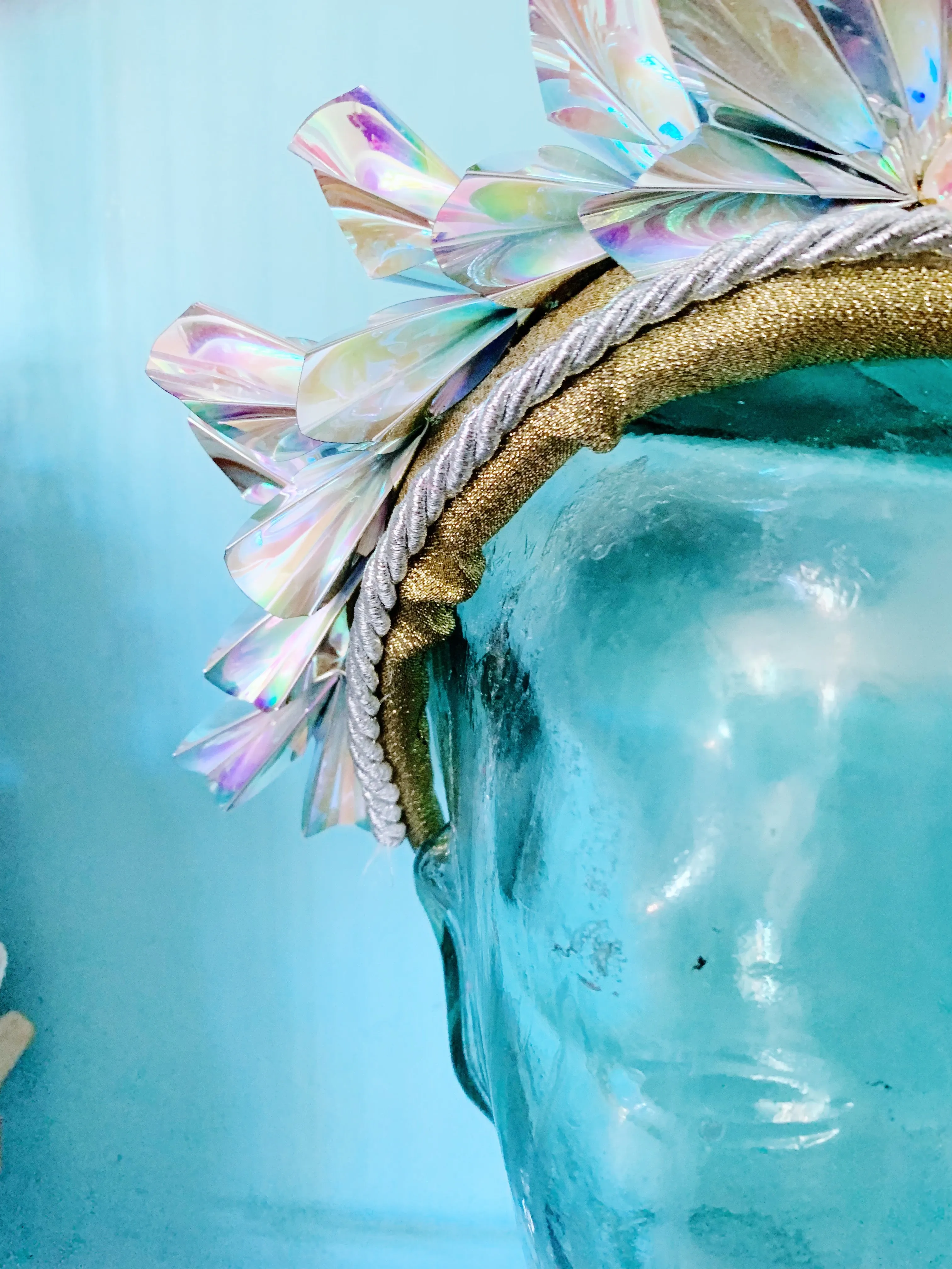 Metallic Origami Crown Silver holographic