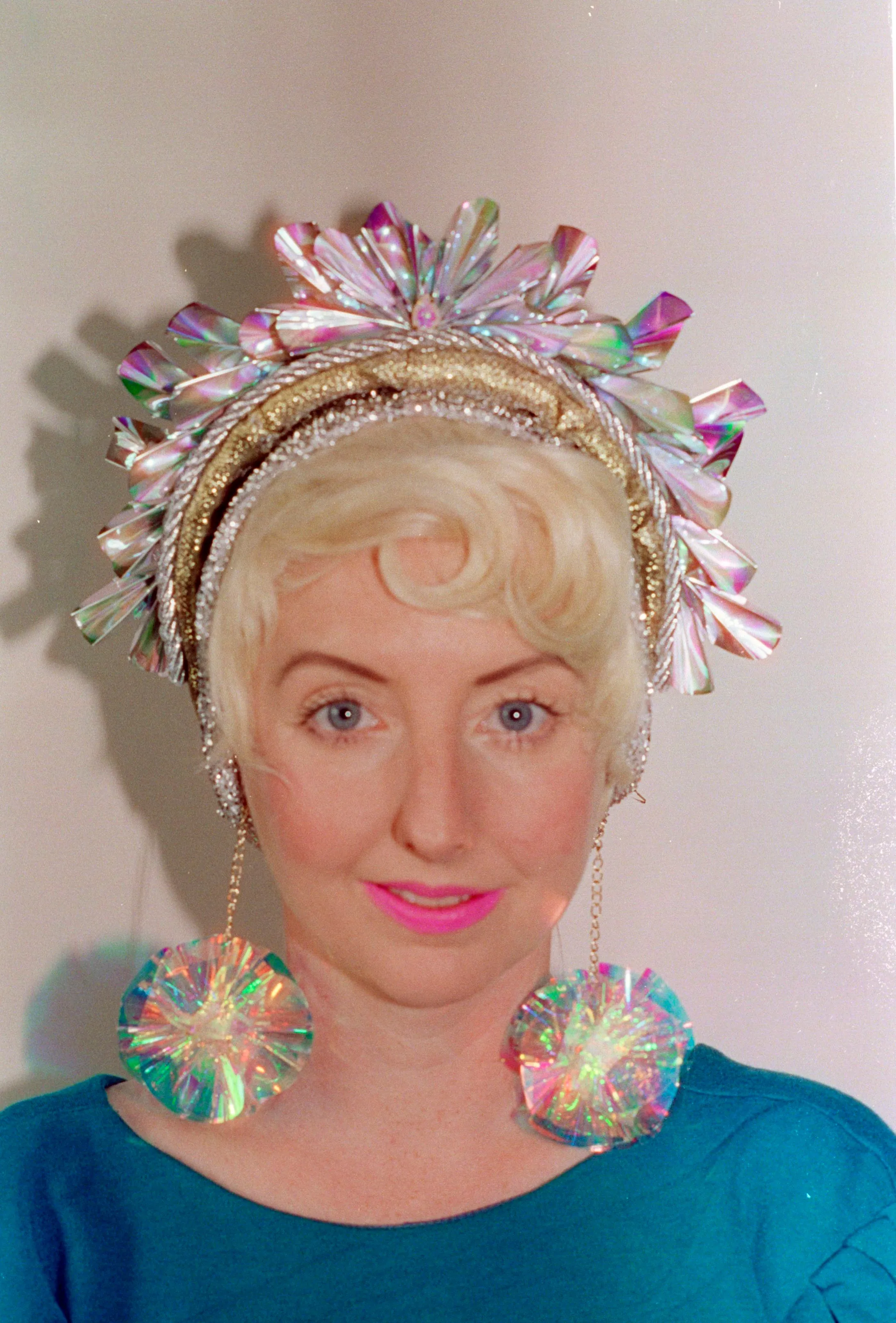 Metallic Origami Crown Silver holographic