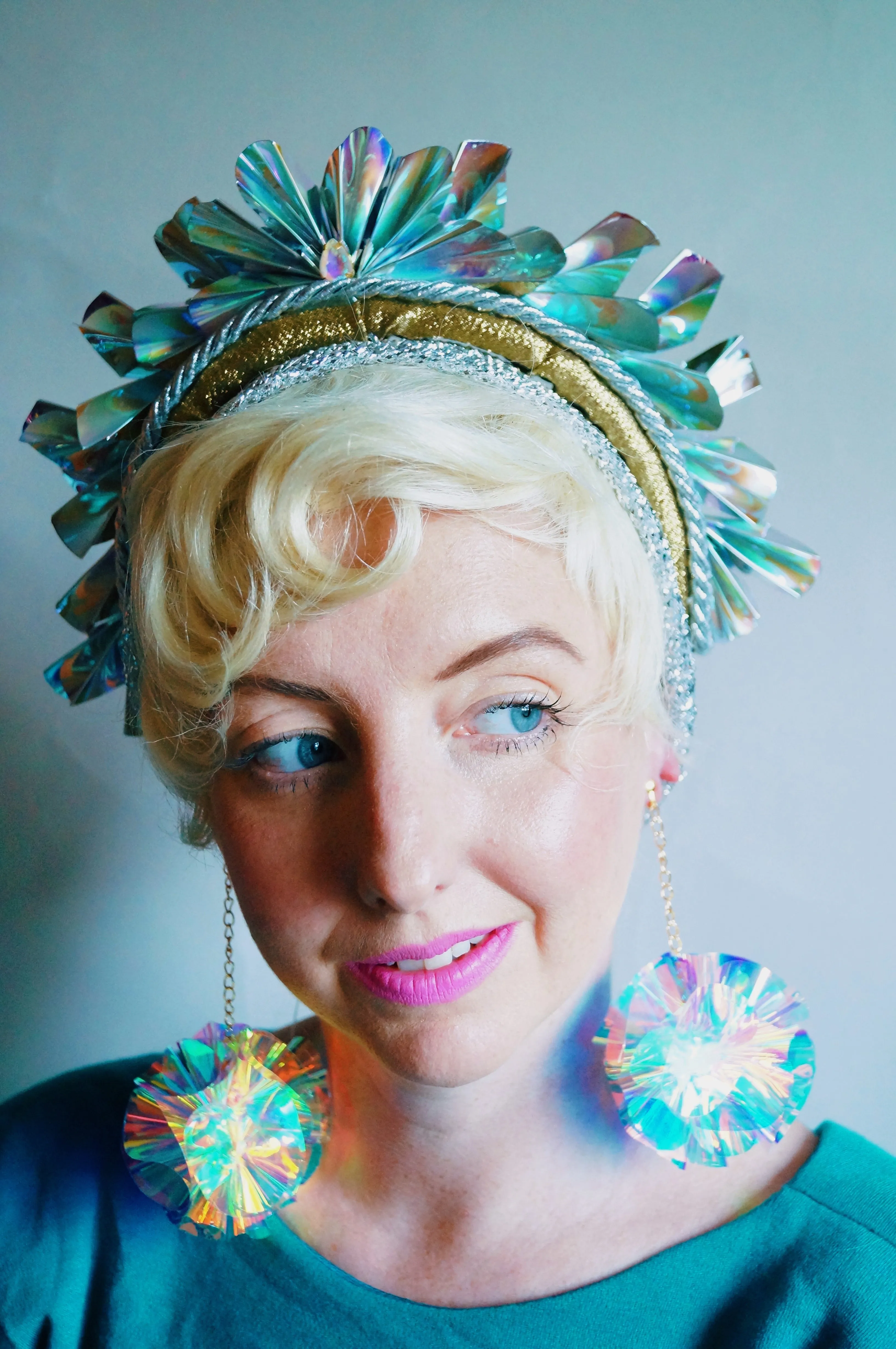 Metallic Origami Crown Silver holographic