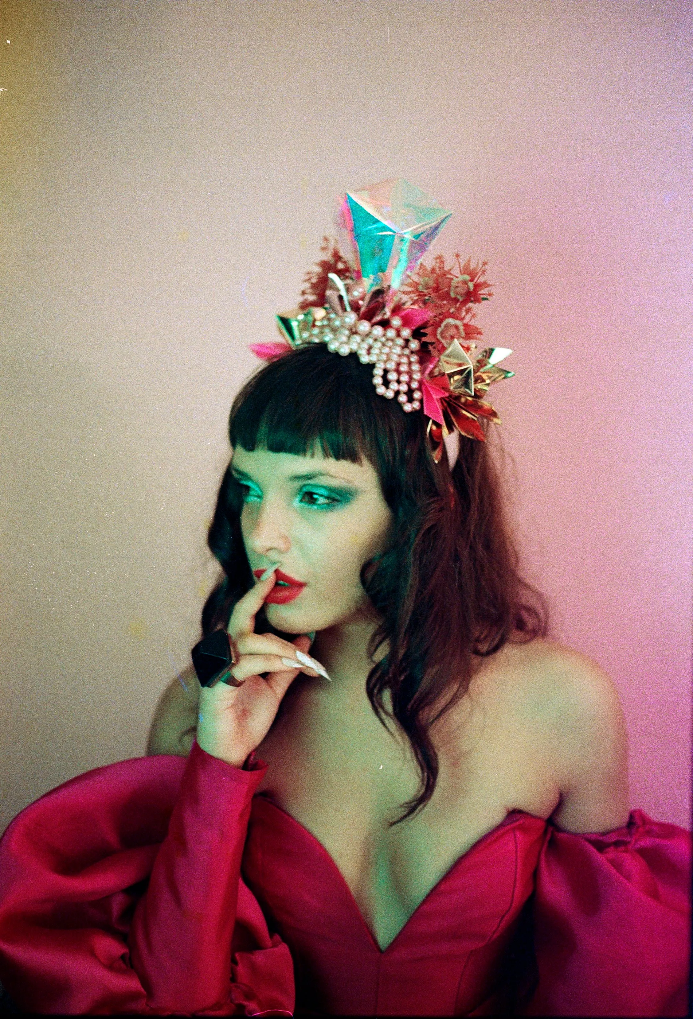 Metallic Pink Iridescent Gold Crown