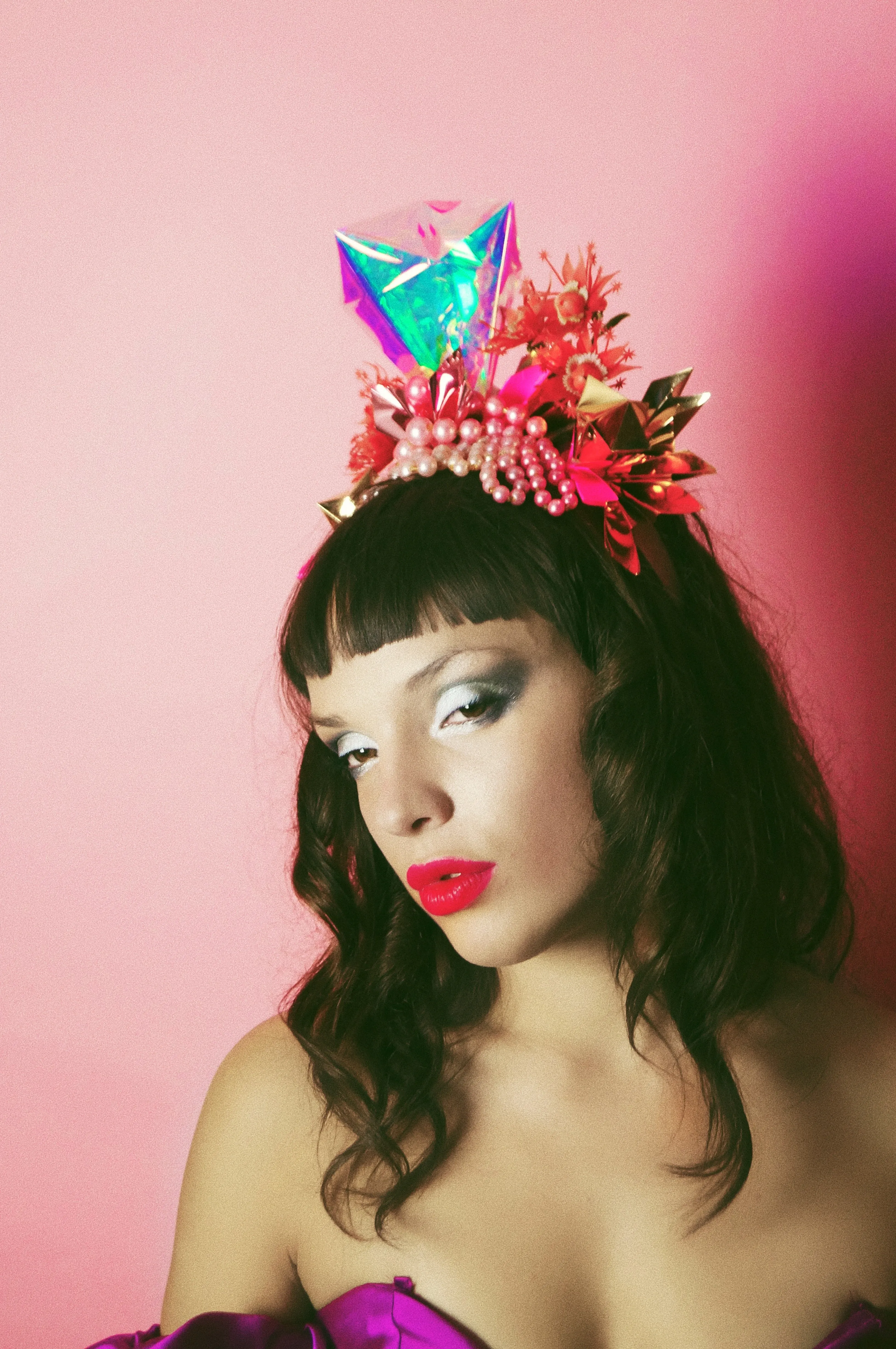 Metallic Pink Iridescent Gold Crown