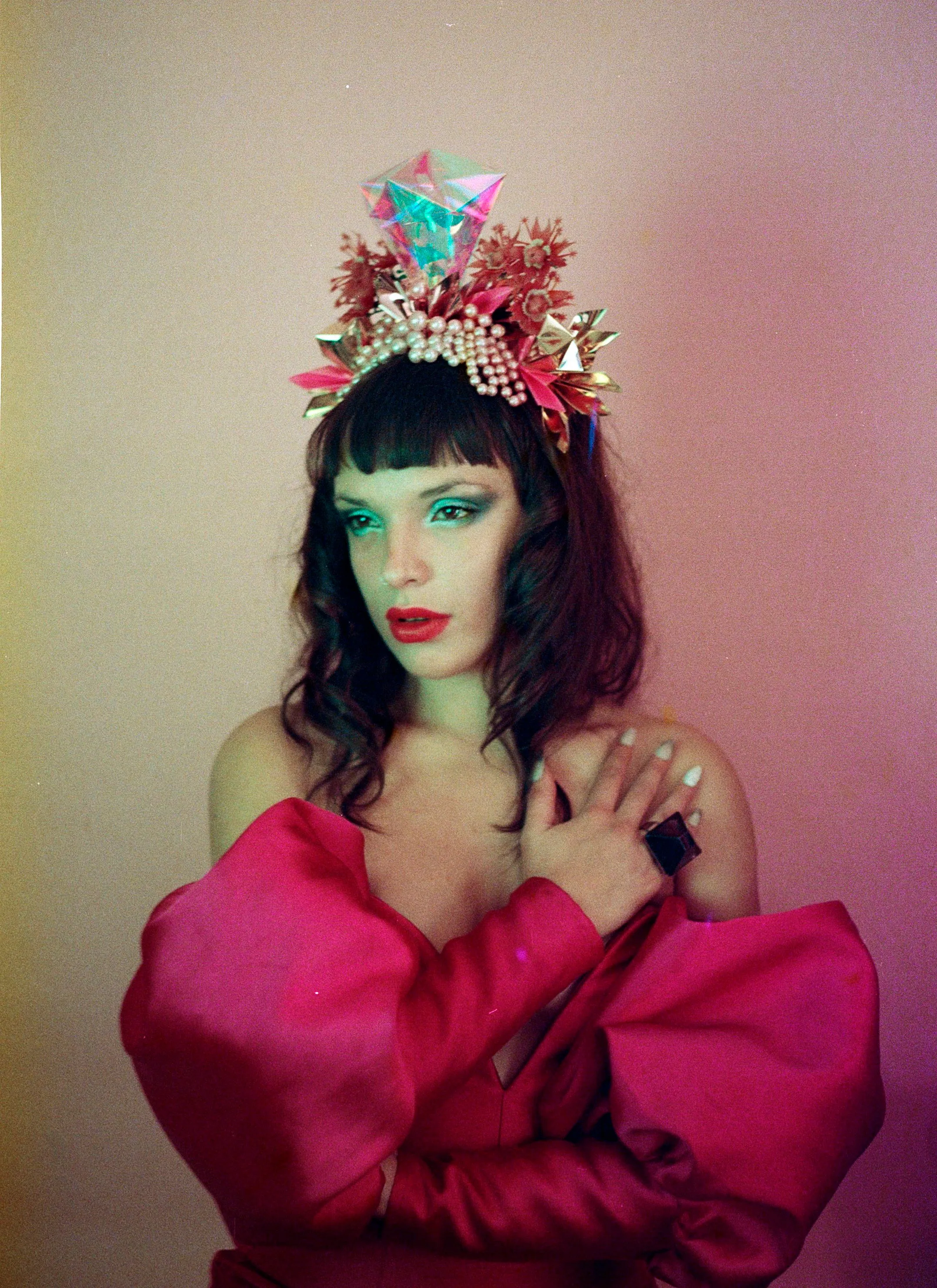 Metallic Pink Iridescent Gold Crown