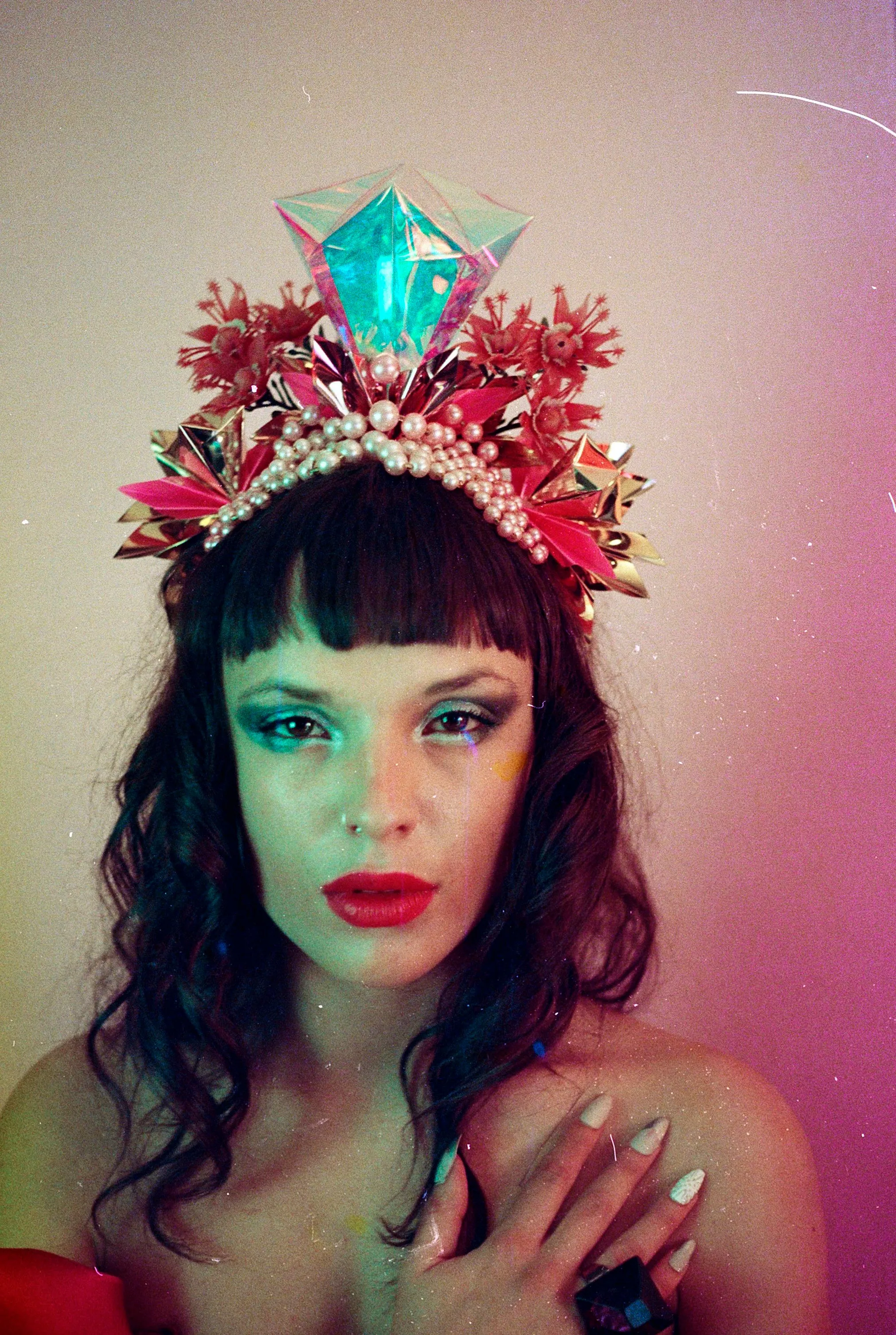 Metallic Pink Iridescent Gold Crown