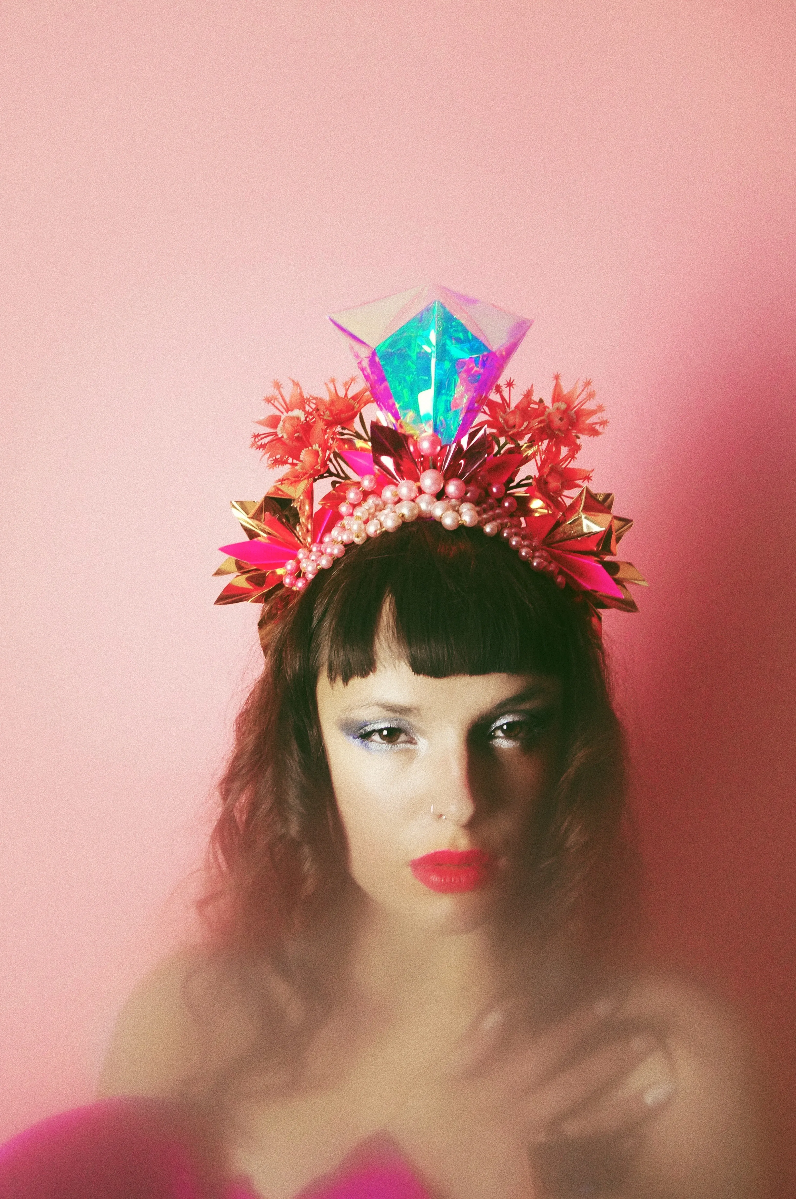 Metallic Pink Iridescent Gold Crown