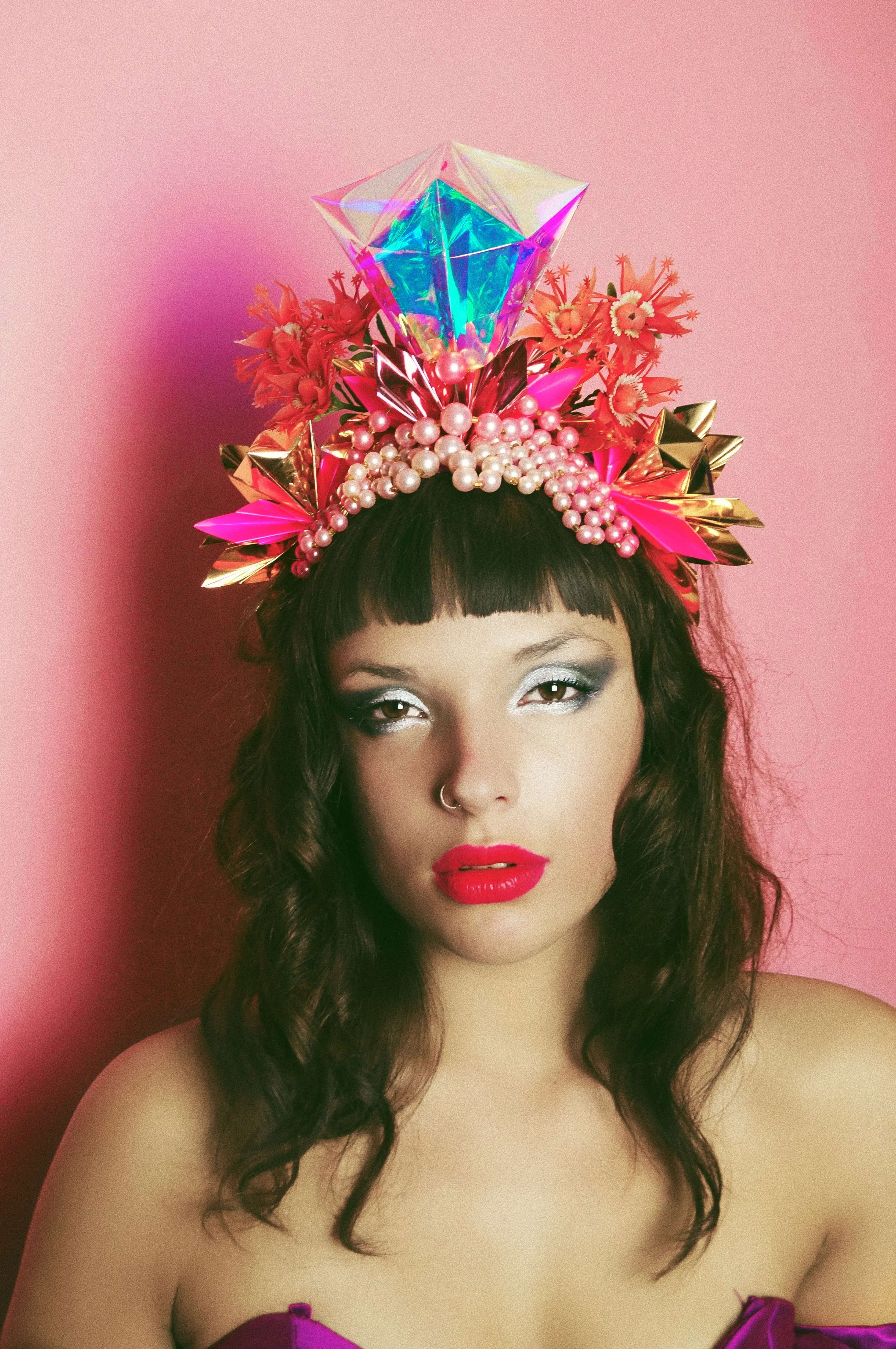 Metallic Pink Iridescent Gold Crown