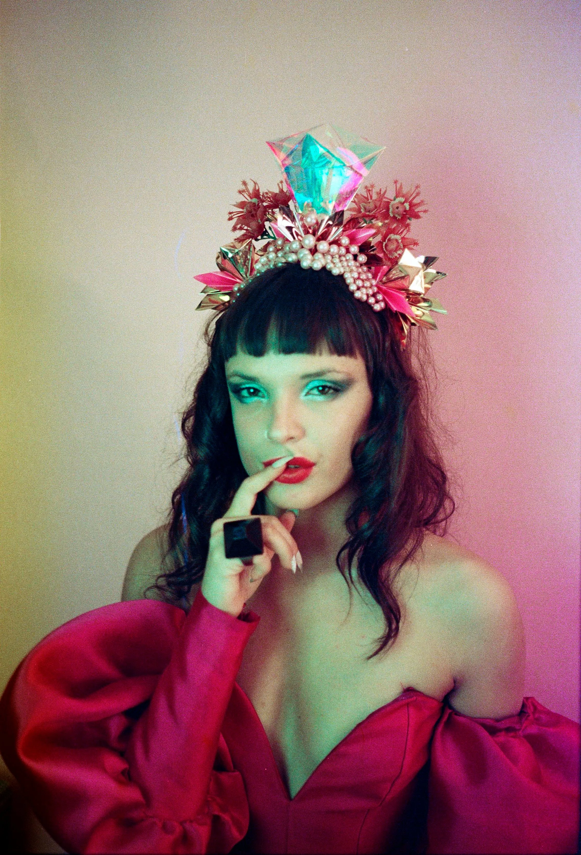 Metallic Pink Iridescent Gold Crown