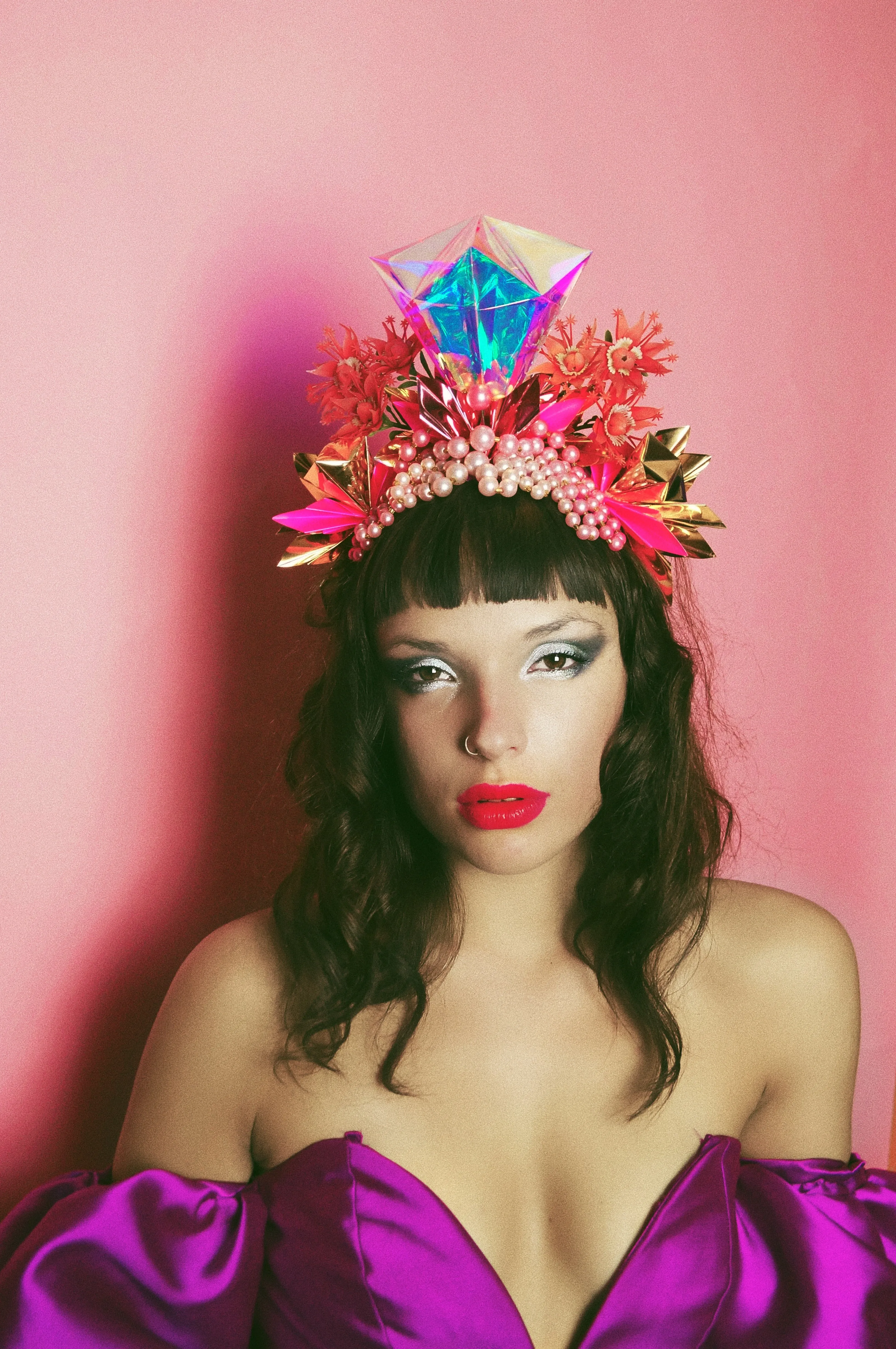 Metallic Pink Iridescent Gold Crown