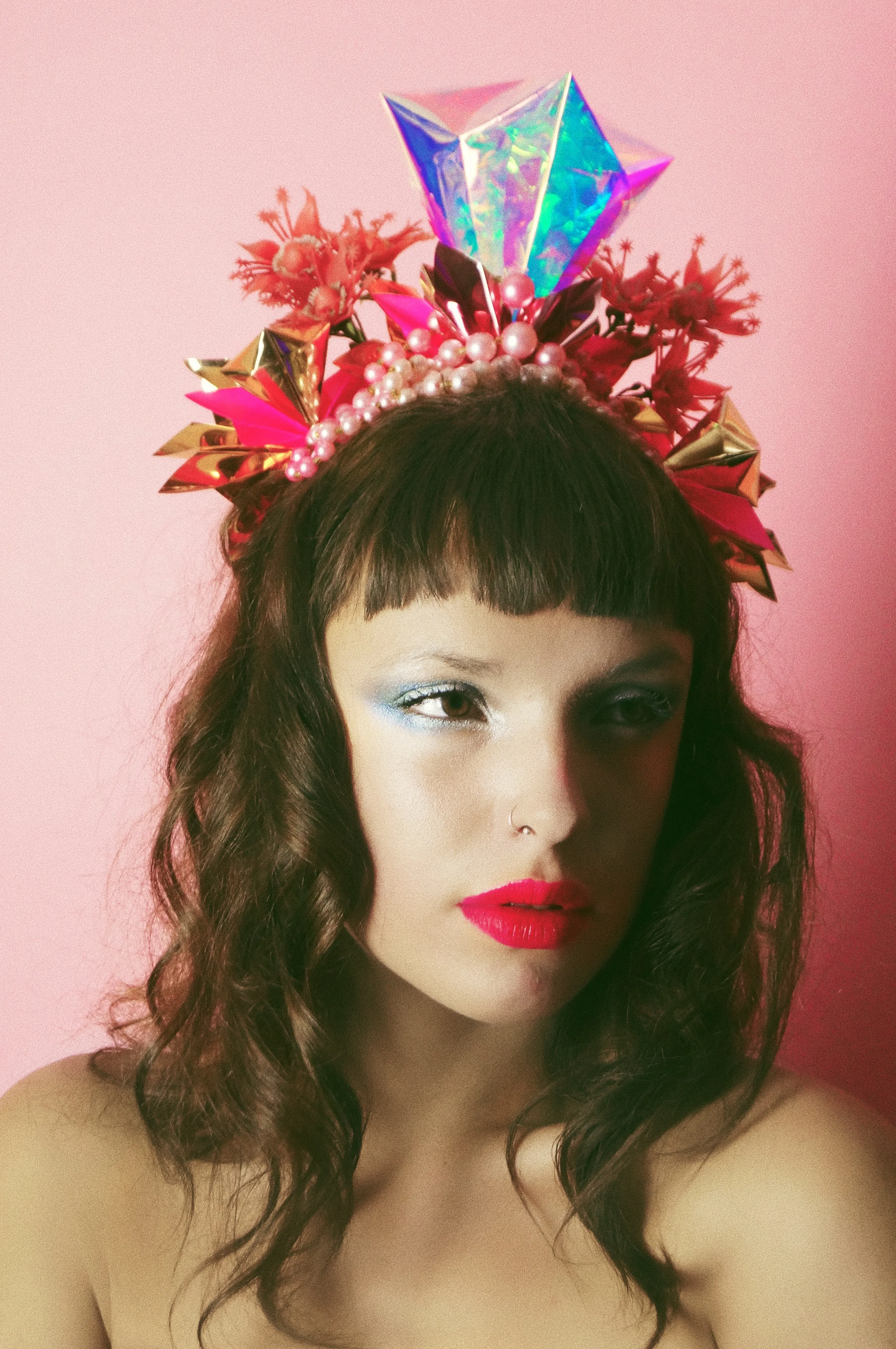 Metallic Pink Iridescent Gold Crown