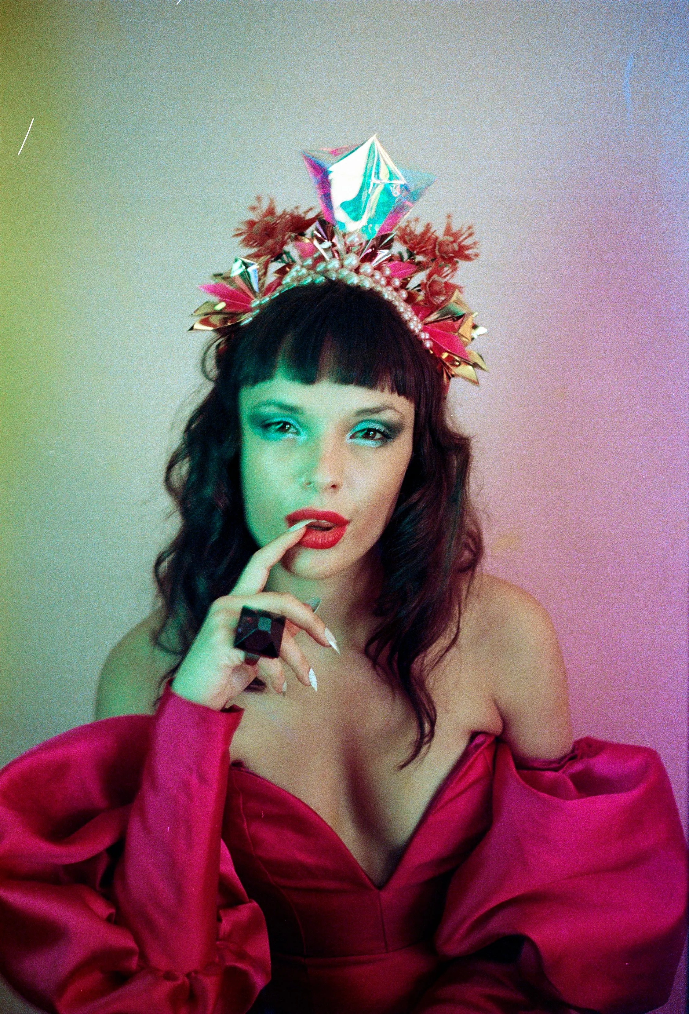 Metallic Pink Iridescent Gold Crown